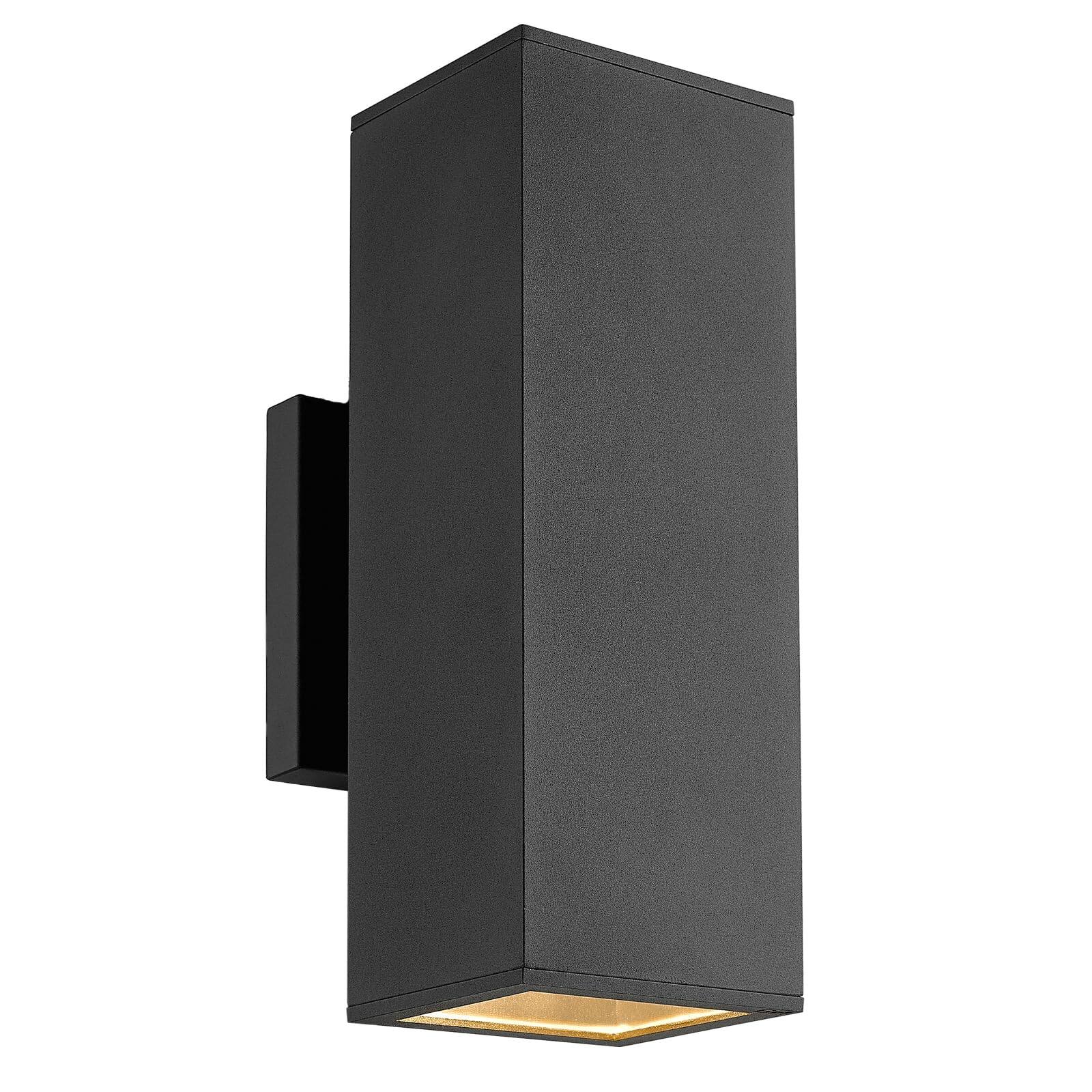 Front. Comfort Essence - Porch Lights Outdoor Modern Ip Waterproof Aluminum And TempeGlass Cover Rectangular Up down Wall Sconce F - Black/Style 1 13inch (1 lamp).