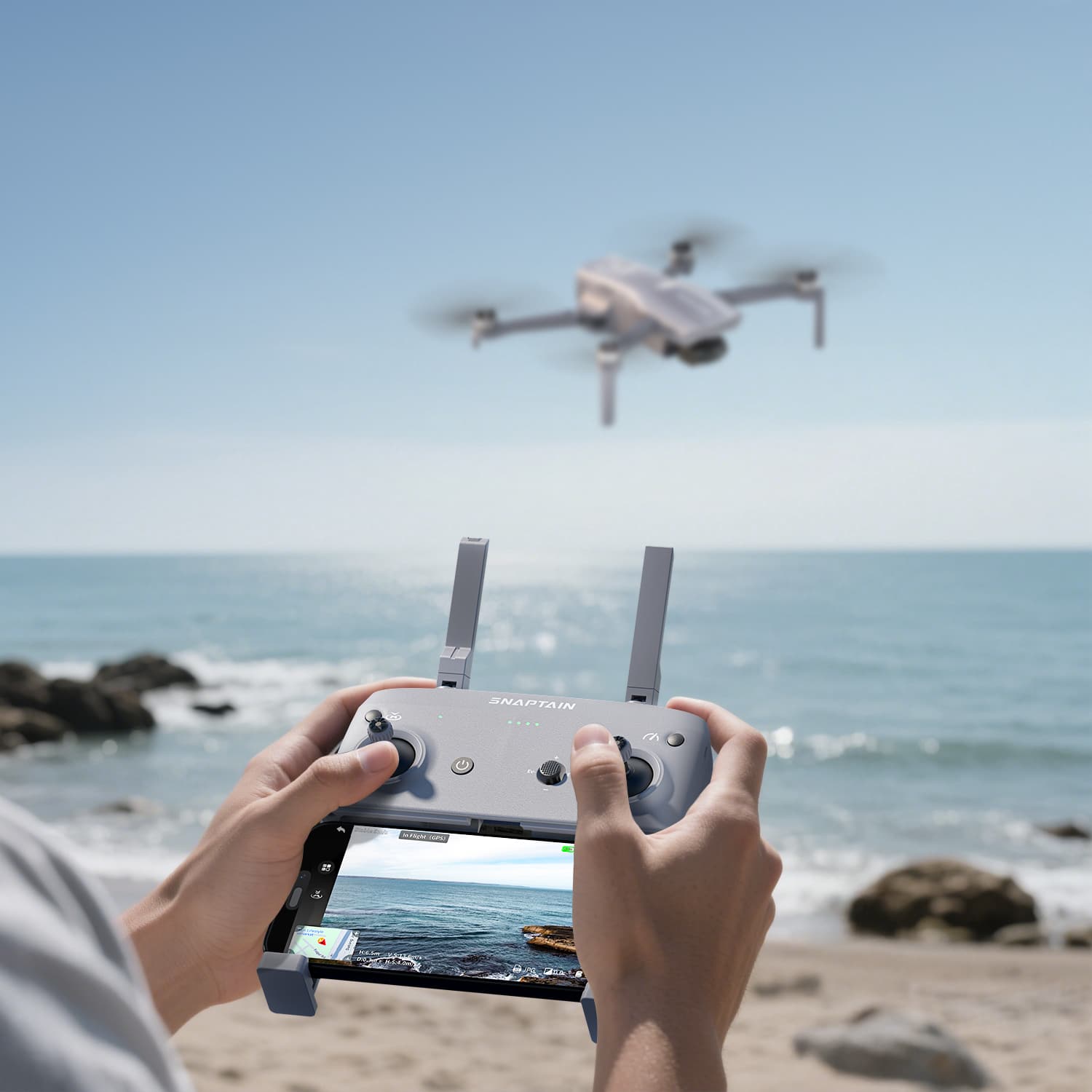 Alt View 6. Snaptain - P40 LITE 3-Axis Gimbal Camera Drone Bundle - Gray.