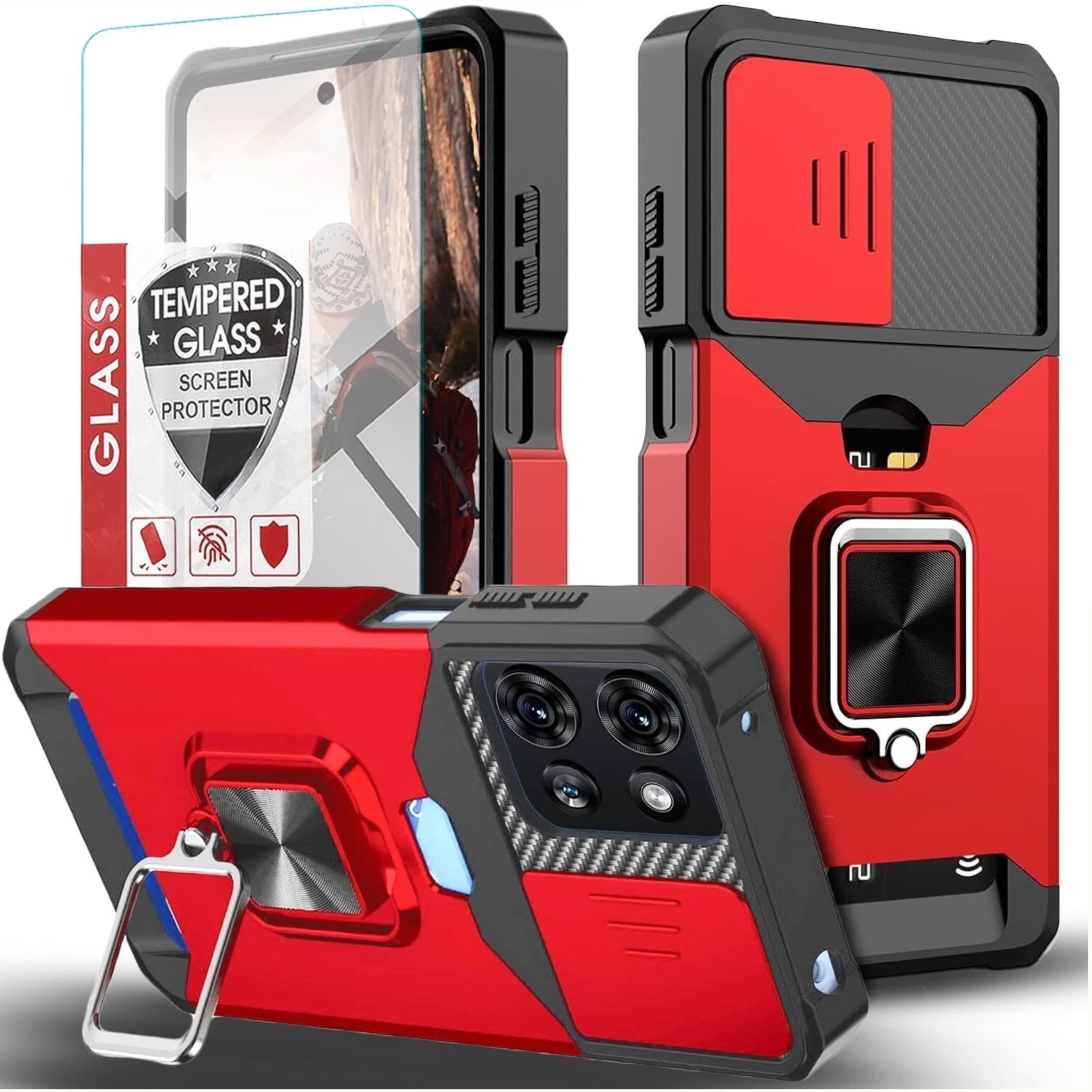 Kitcheniva - Rugged Armor Case With Ring Stand For Motorola Moto G 2026 Case And Tempered Glass - Red price history on PriceWatchPro