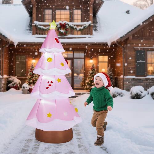 Alt View 5. Winado - 7.2 FT Christmas Inflatable Pink Christmas Tree Decoration for Outdoor Holiday Party - Pink.