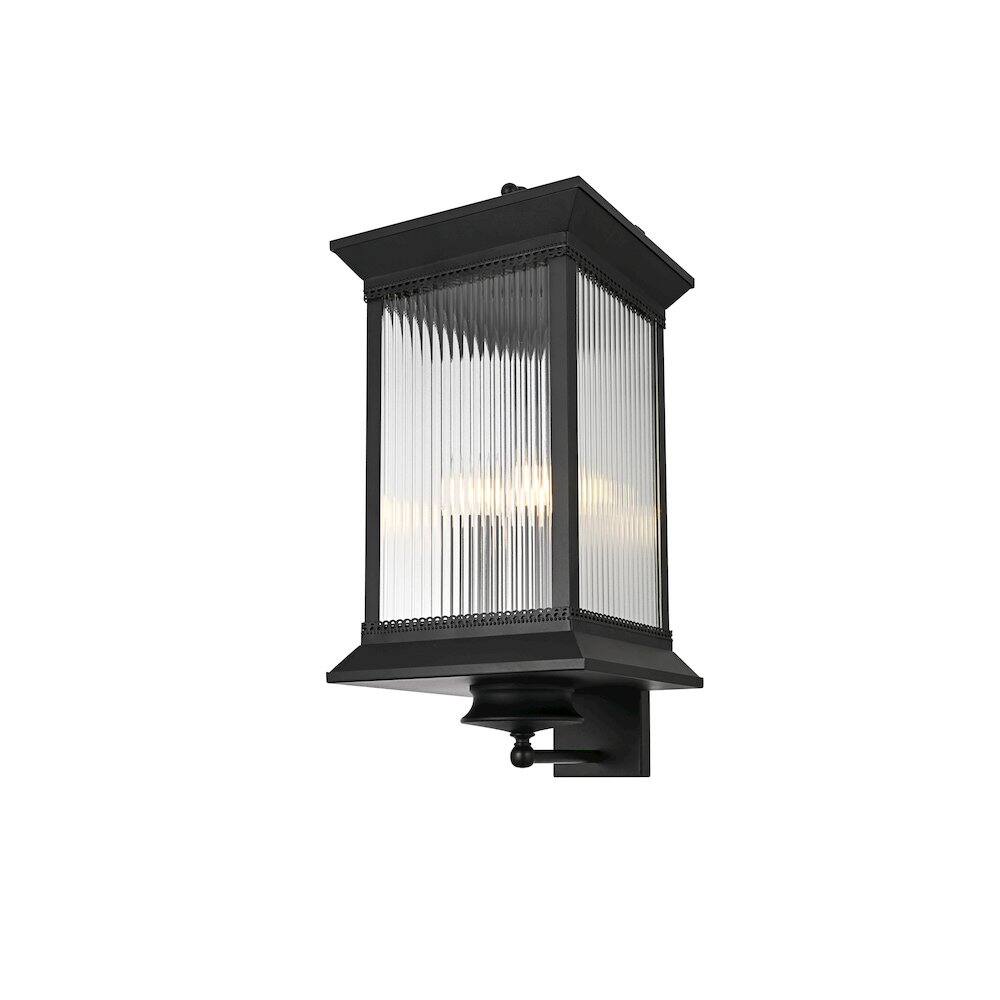 Left. Elegant Lighting - Collins 12 Inch Outdoor Wall Sconce In Black - Black.