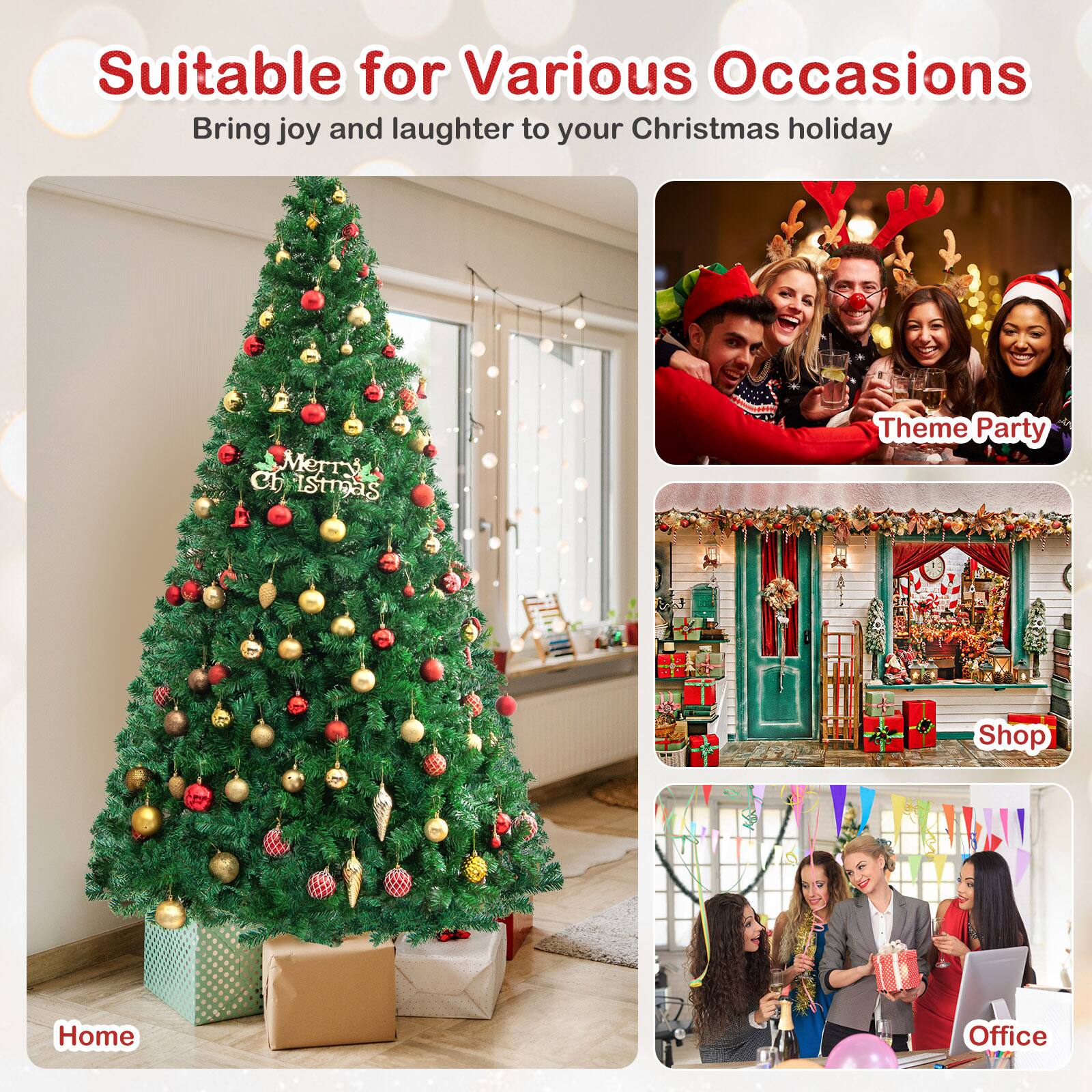 Suitable for Various Occasions  
Bring joy and laughter to your Christmas holiday  

Theme Party  
Shop  
Home  
Office