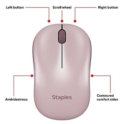 Left button  
Scroll wheel  
Right button  
Ambidextrous  
Contoured comfort sides