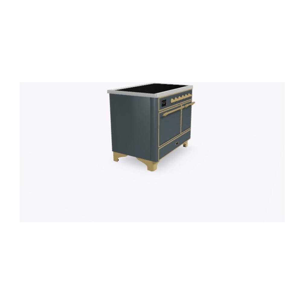 Alt View 6. ILVE - ILVE Majestic II 40 inch Induction Range with 6 Elements (Blue Grey, Brass Trim) - Blue Grey.