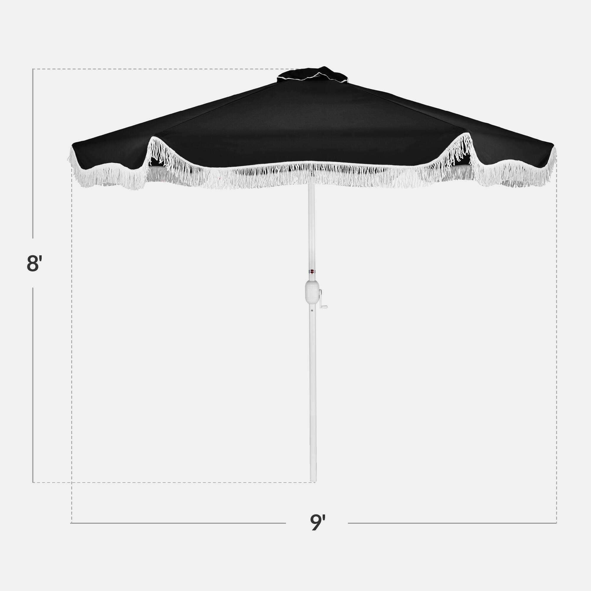 Alt View 1. Best Choice Products - Best Choice Products 9ft Fringe Market Umbrella  Boho Patio Sunshade w/ Tilt, UPF50+ - Black - Black.