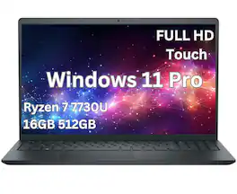 Dell - Upgraded - Inspiron 15 Laptop AMD Ryzen 7 , 15.6" Full HD Touch, AMD Ryzen 7 7730U, 16GB RAM, 512GB SSD, Windows 11 Pro - Black
