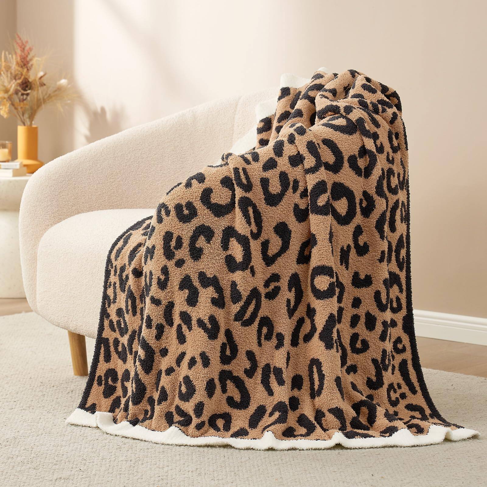 Alt View 7. Dapper Styles - Ultra Soft Oversized Bedding Blanket Leopard Pattern Throw Blankets For Bed Sofa Couch 60x80 Inches - Sage Green Flower-Throw(50"x60").