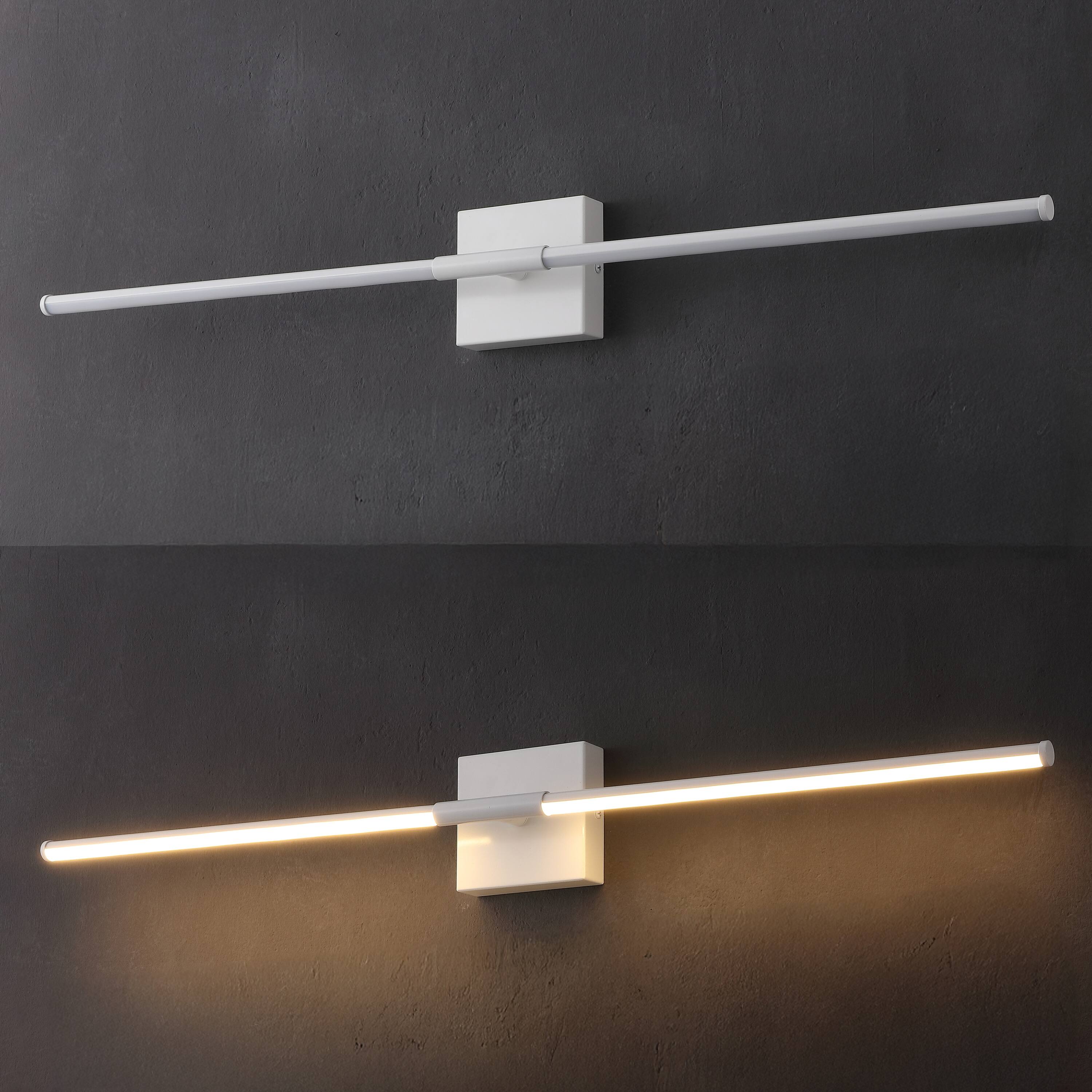 Alt View 5. Jonathan Y - McKenna 32" Modern Minimalist Dimmable Integrated LED Metal Wall Sconce, White - White.