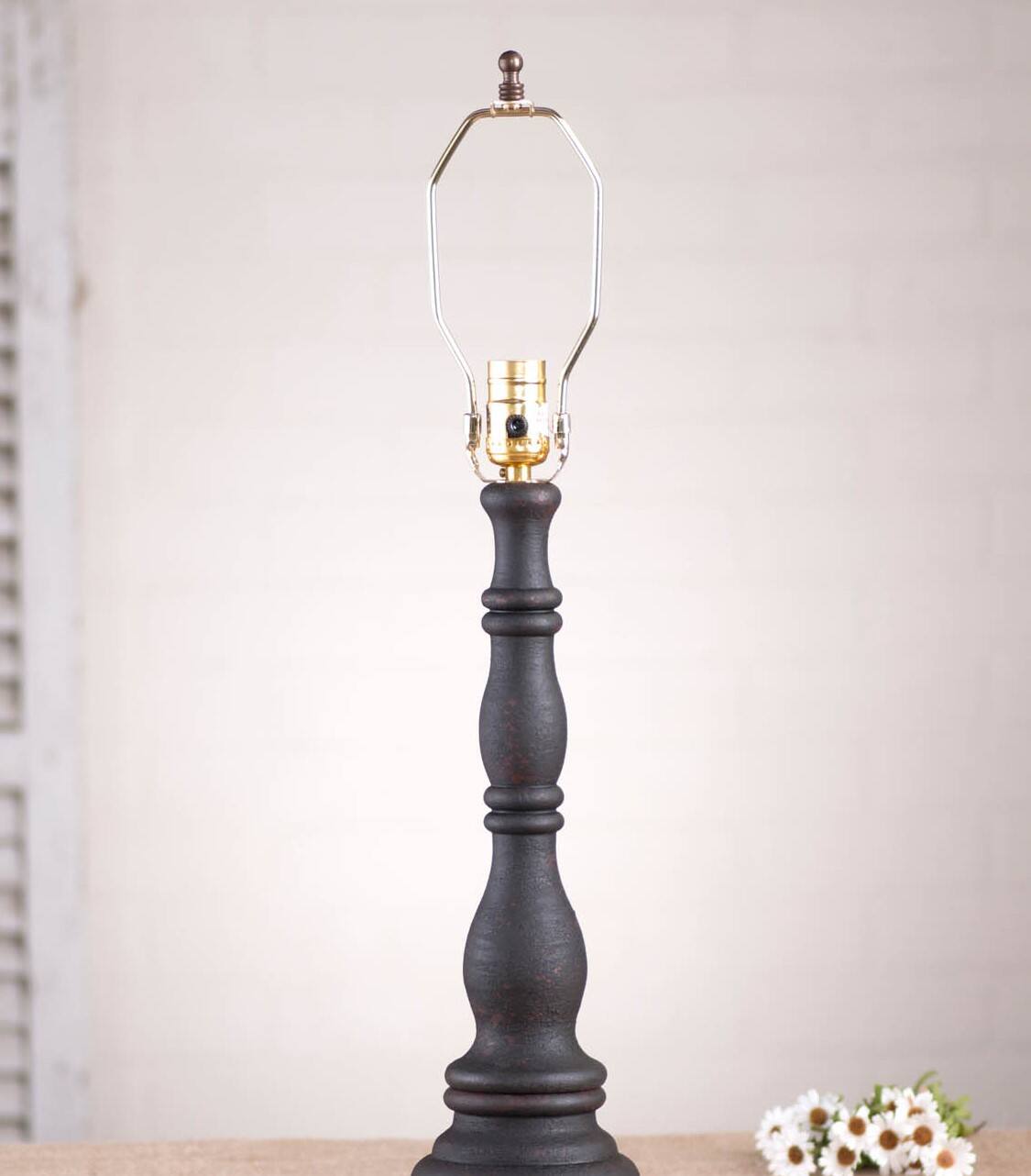 Alt View 2. Irvins Country Tinware - Davenport Lamp Base in Hartford Black over Red - Black.