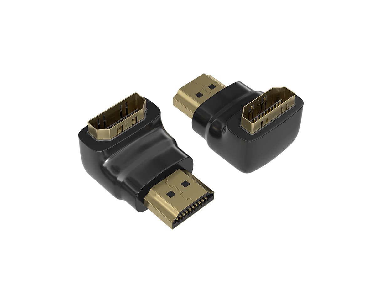 Cable Leader - HDMI Male to Female Port Saver Adapter, 90-Degree Right Angle, Gold-Plated - Black