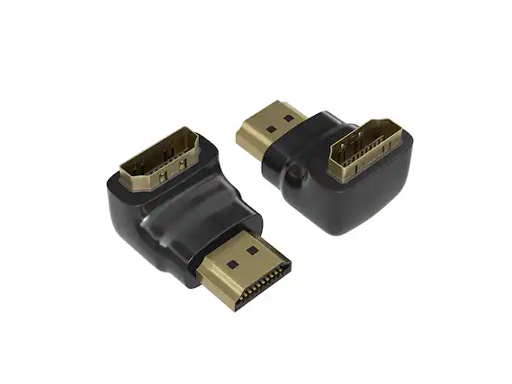 Front. Cable Leader - HDMI Male to Female Port Saver Adapter, 90-Degree Right Angle, Gold-Plated - Black.