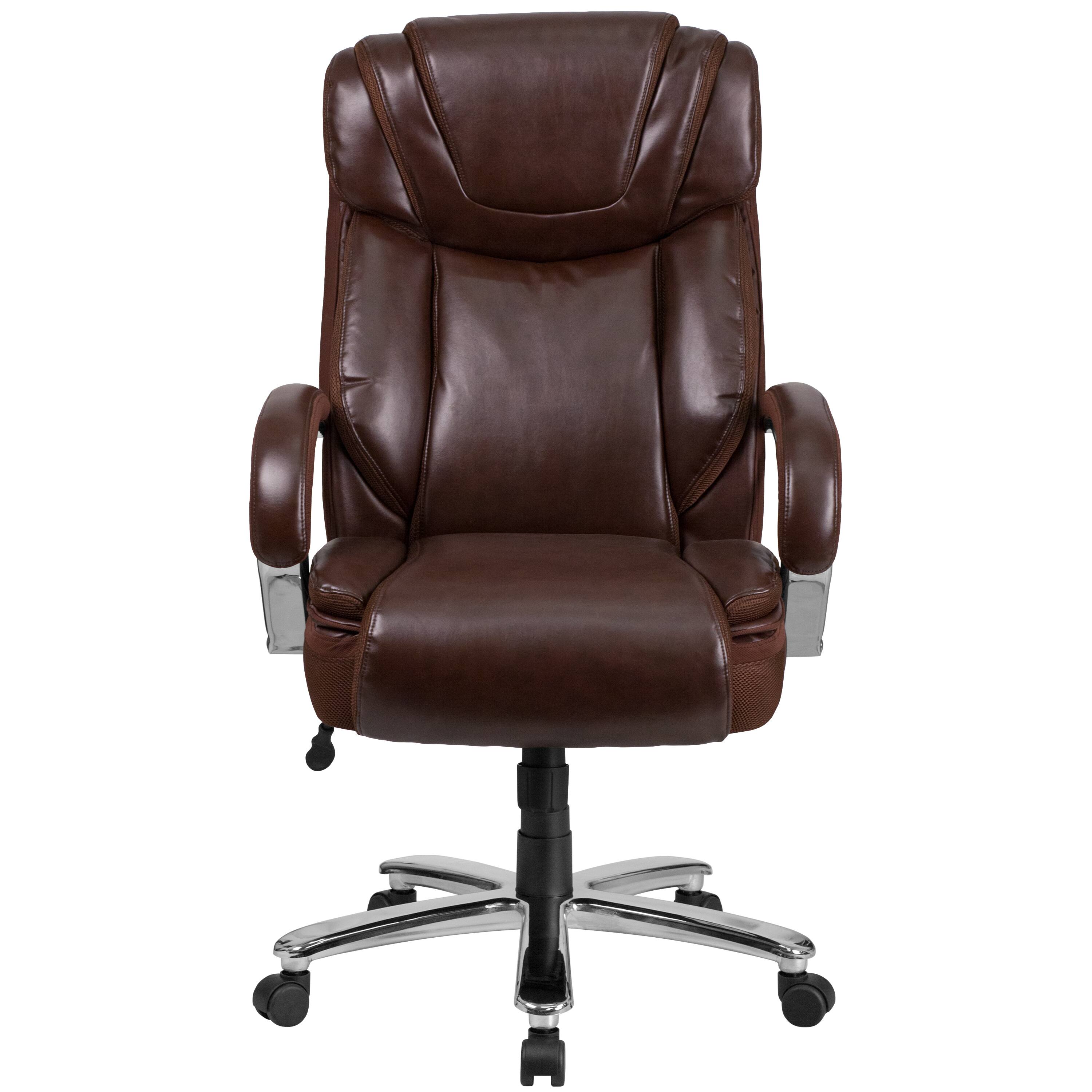Alt View 7. Emma + Oliver - 500 lb. Big & Tall LeatherSoft Executive Ergonomic Office Chair with Wide Seat - Brown.