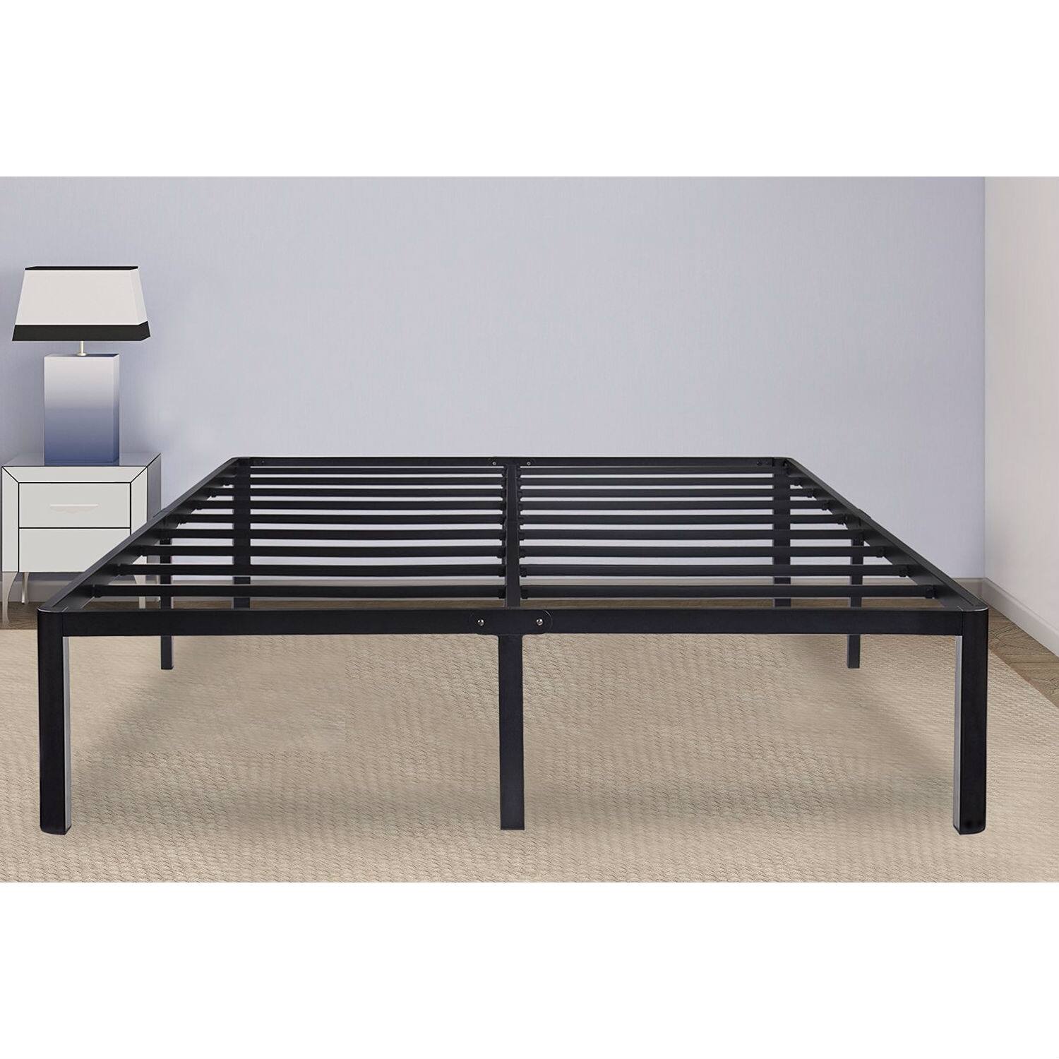 Alt View 1. Hivvago - Twin size Modern Round Edge Black Metal Platform Bed Frame - Black.