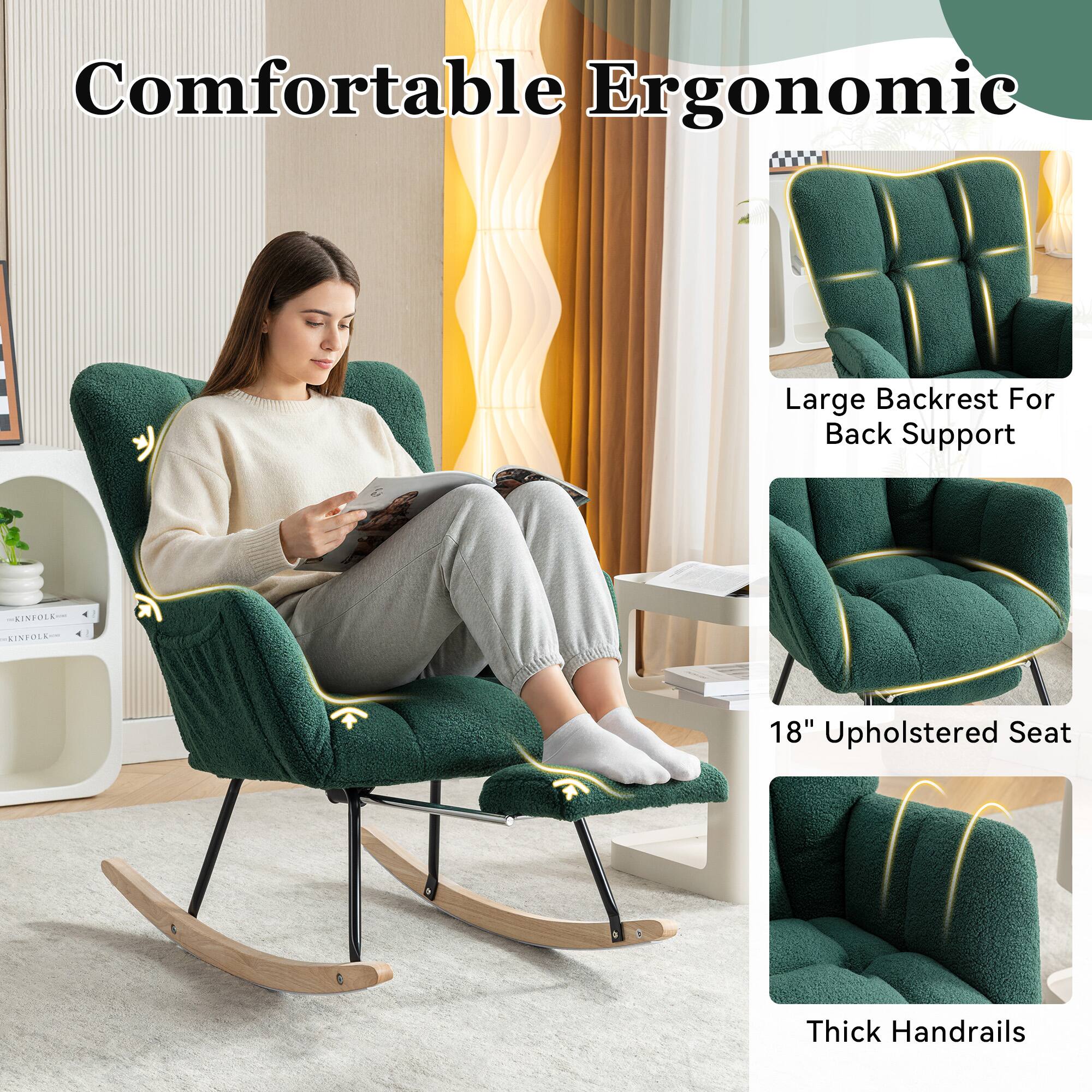 Comfortable Ergonomic  
Large Backrest For Back Support  
18" Upholstered Seat  
Thick Handrails
