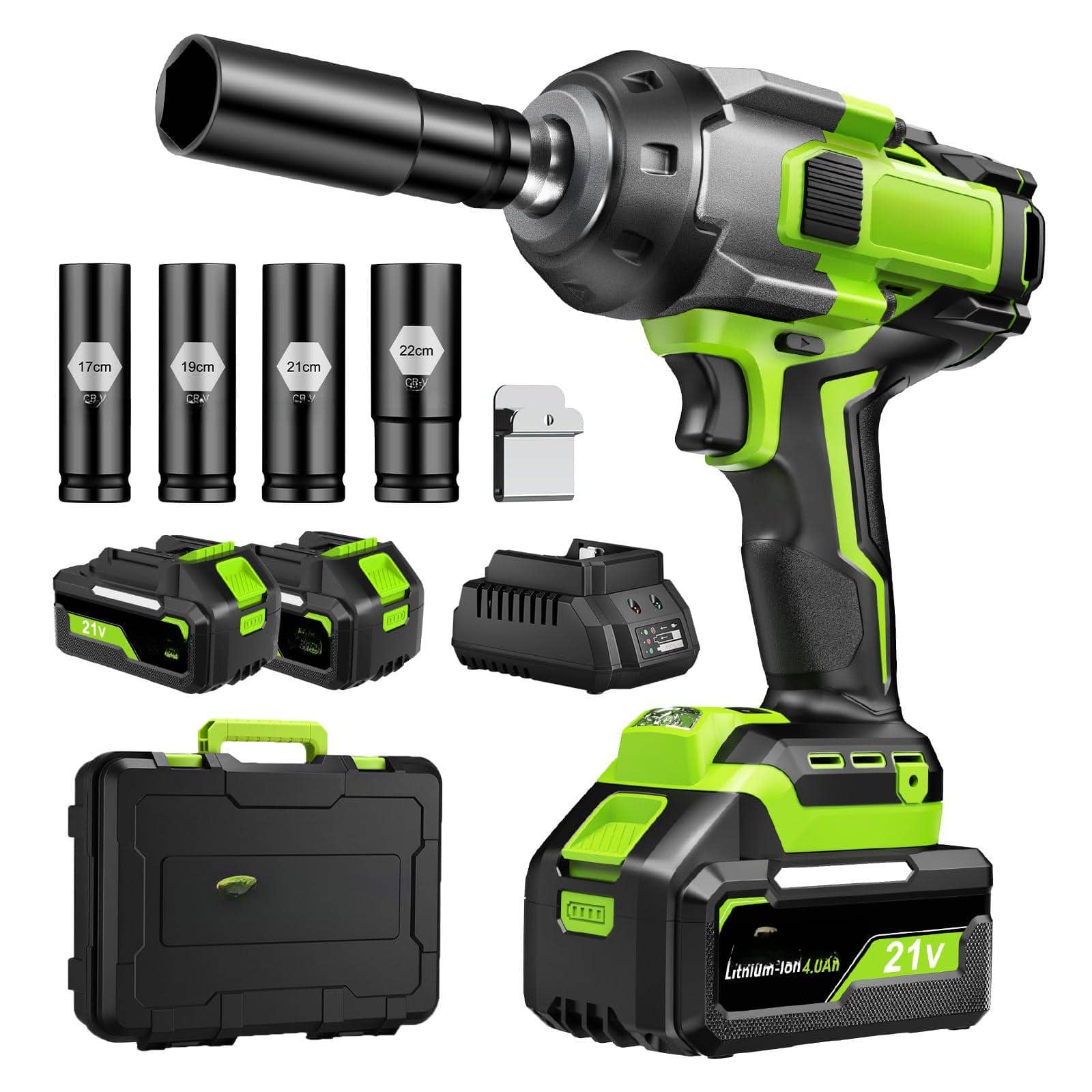 JETRANSPORT - Cordless Impact Wrench 1/2 Inch: Brushless Kit - Max 1200n.m (885ft-lbs) High Torque Driver For Car Tire - 1500N.m with 2 Battery