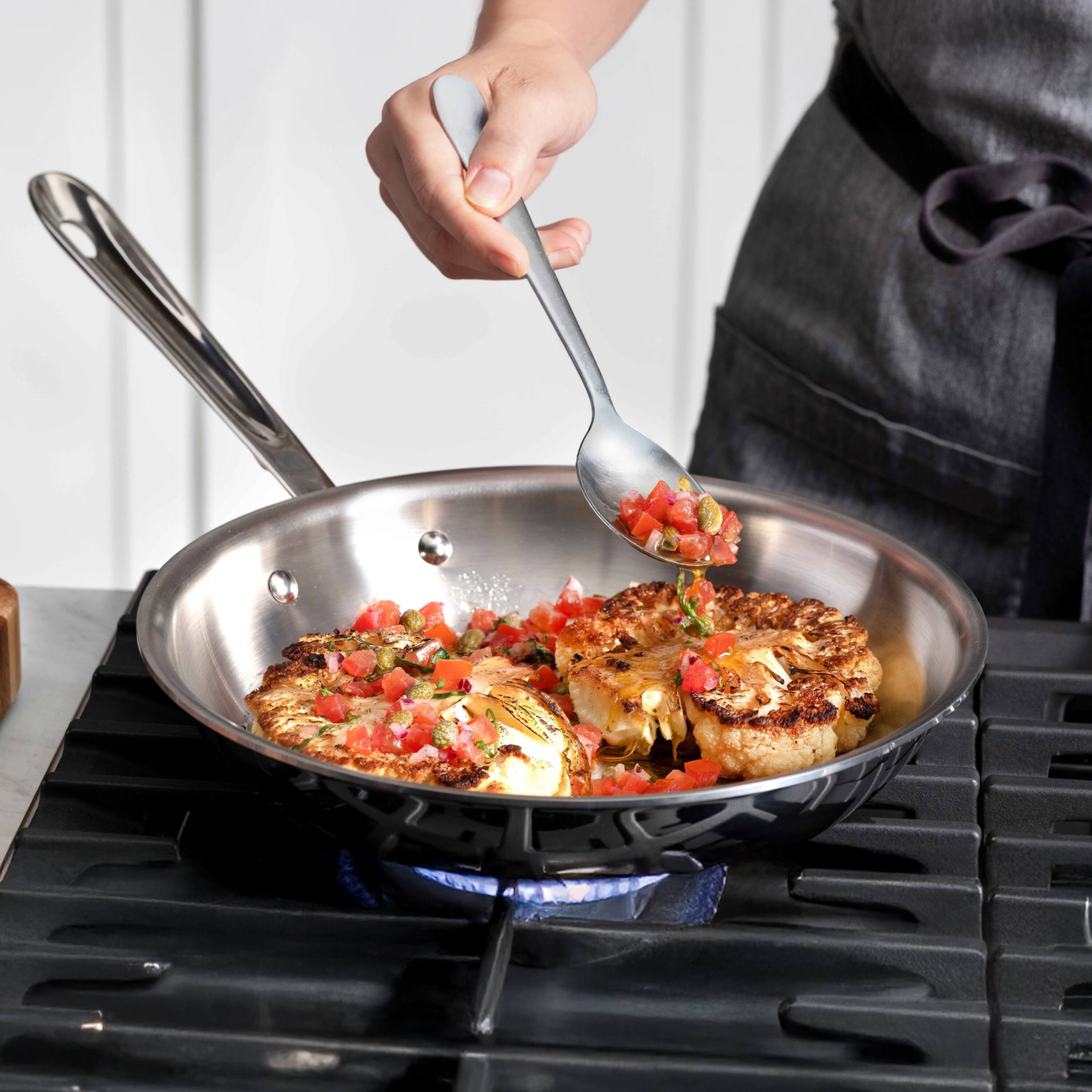Alt View 5. All Clad - All-Clad 8" Stainless Steel Fry Pan, 3-Ply Bonded Cookware,Silver - Silver.