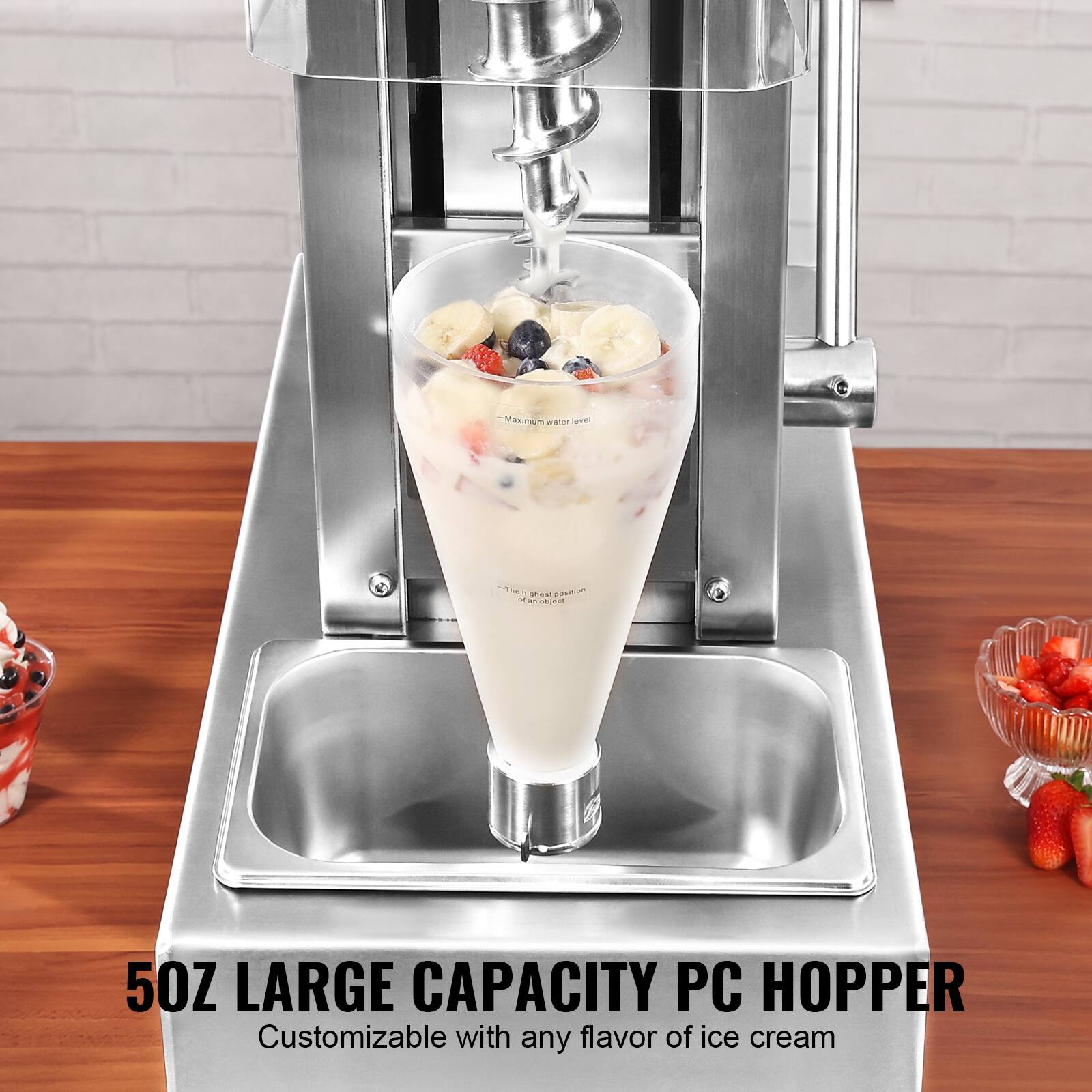 Maximum water level
through piston of M object

50Z LARGE CAPACITY PC HOPPER
Customizable with any flavor of ice cream