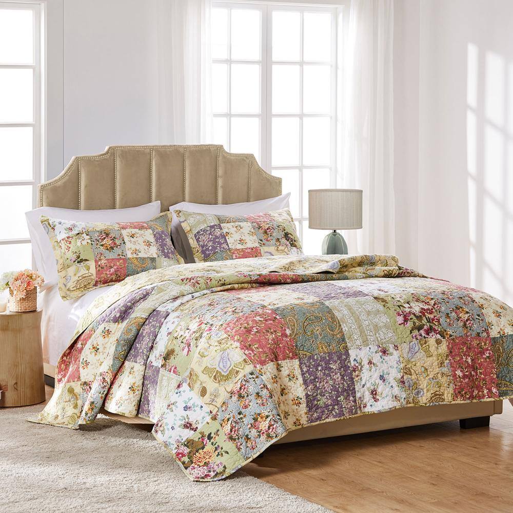 Alt View 1. Greenland Home Fashions - Greenland Home Fashion Blooming Prairie Quilt And Pillow Sham Set - 3 - Piece - Full/Queen 90x90", Multi - Multi.