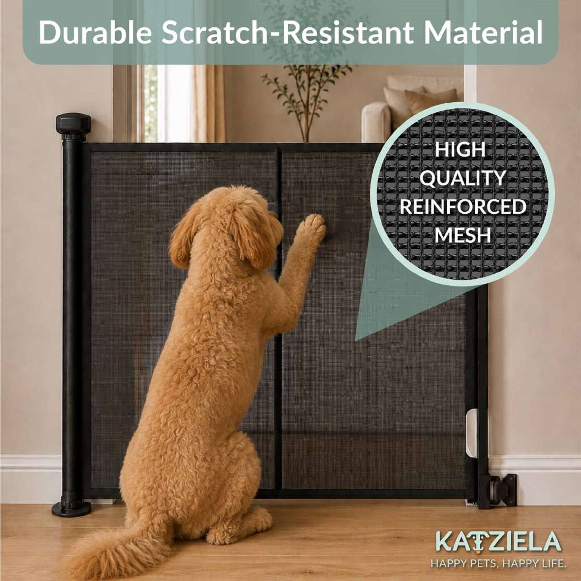 Durable Scratch-Resistant Material  
HIGH QUALITY REINFORCED MESH  
KATZIELA HAPPY PETS, HAPPY LIFE.
