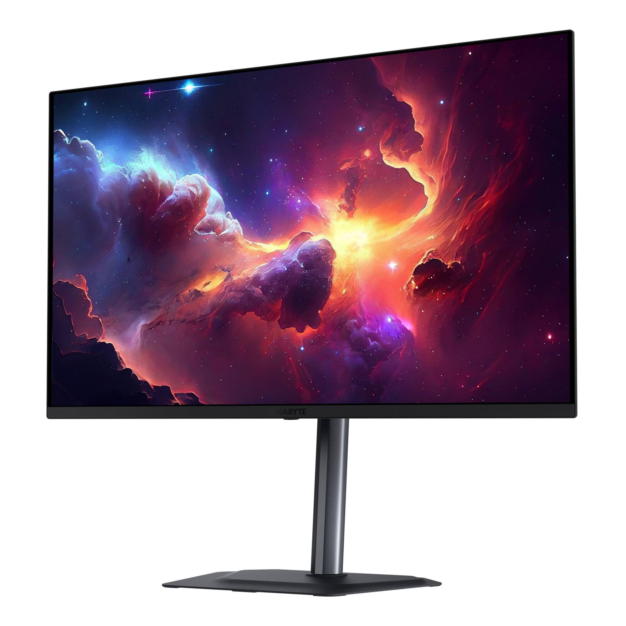 Left. GIGABYTE - MO32U 32" QD OLED UHD 165Hz FreeSync Premium Pro Gaming Monitor with HDR (HDMI, DisplayPort, Type C) - Black.
