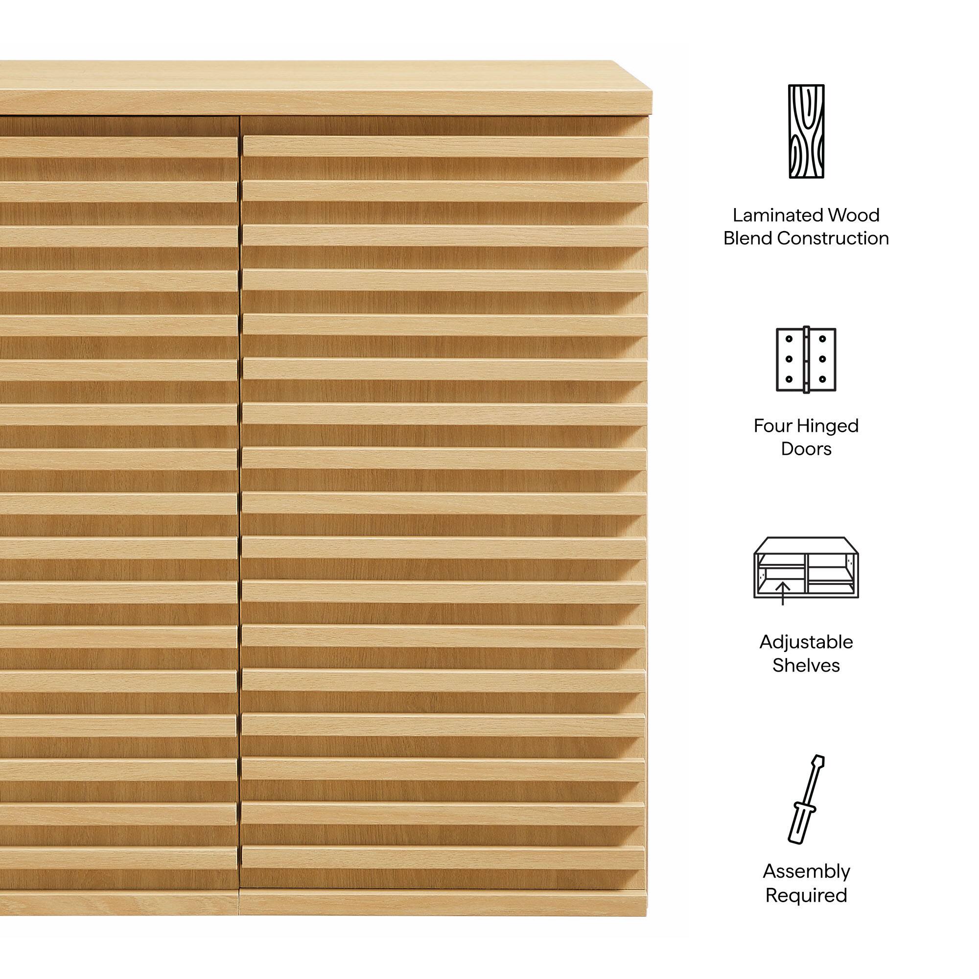 Laminated Wood Blend Construction  
Four Hinged Doors  
Adjustable Shelves  
Assembly Required