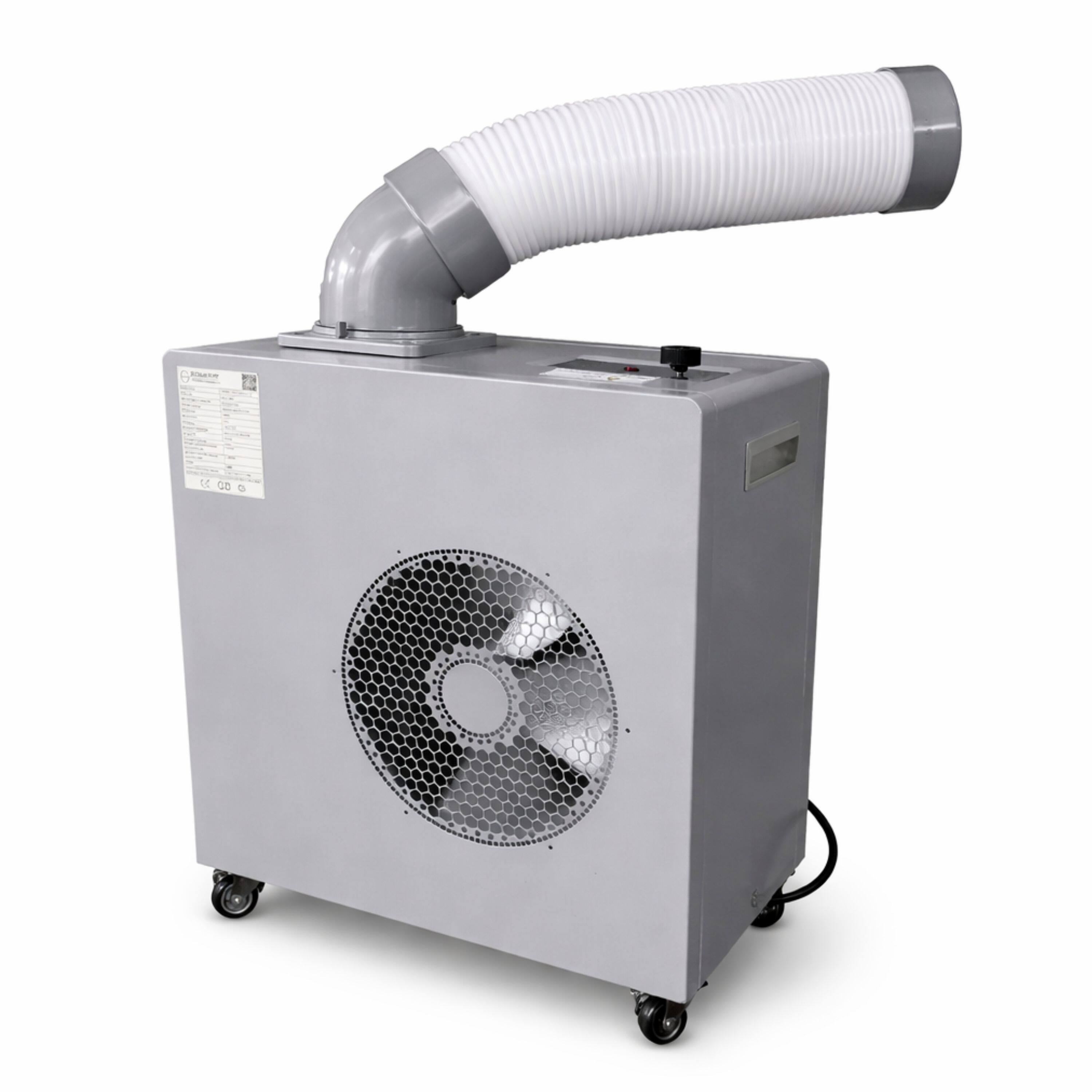 Left. Equator - Equator 7,000 BTU Outdoor Portable AC, IP24 Weatherproof Air Conditioner Fan, 250 Sq Ft Spot cooler, 110V - Silver.