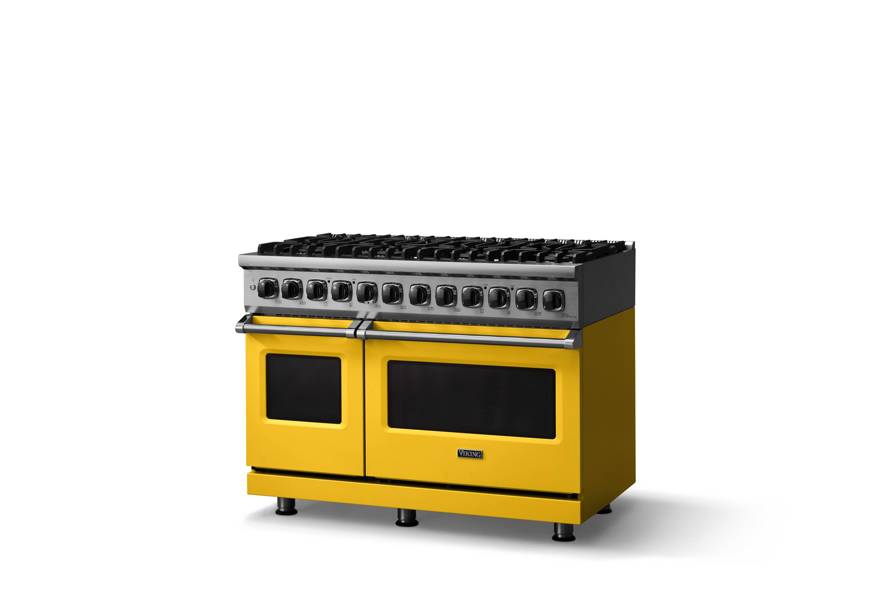 Angle. Viking - 5-Series Gas Open Burner Range - Daffodil.