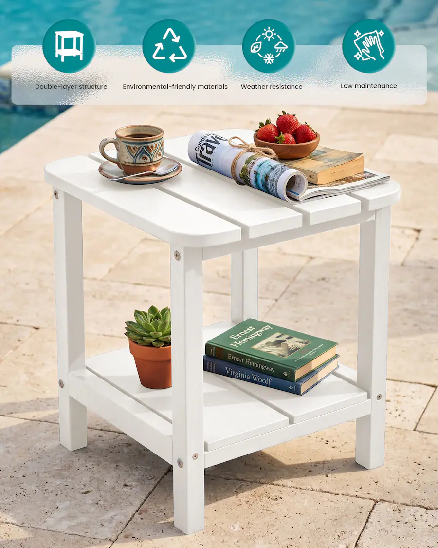 Format Table Stting SERWALL HIPS Double Layer Outdoor Side Table Set of 2, All Weather ...