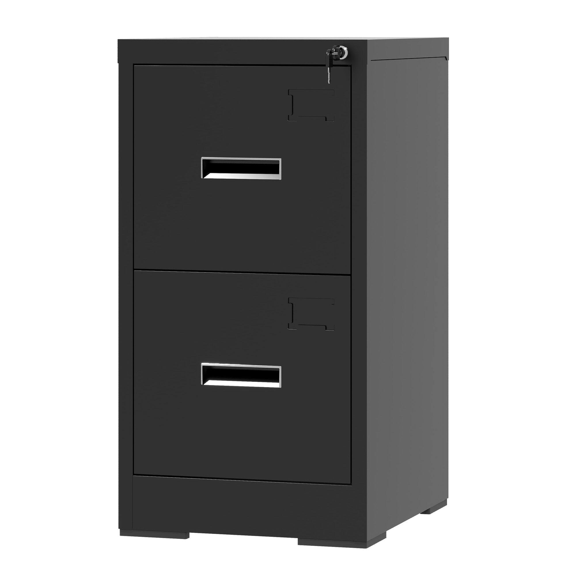 Alt View 1. Mirfee - 2-Drawer Vertical File Cabinet with Lock, for A4/Legal/Letter Files, Black - Black.