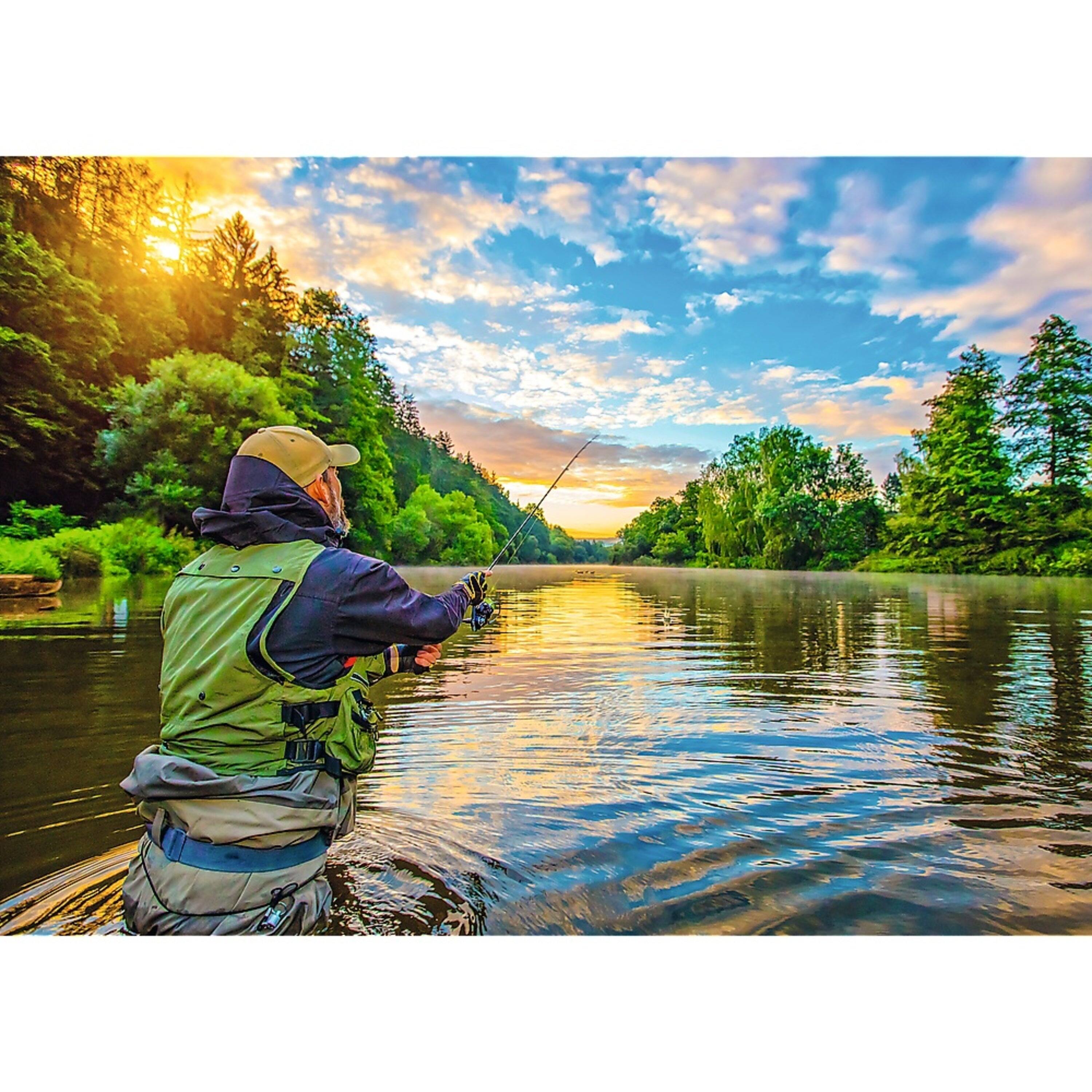 Alt View 1. Trefl - Trefl Red 500 Piece Puzzle - Nature - Fisherman at Sunrise.