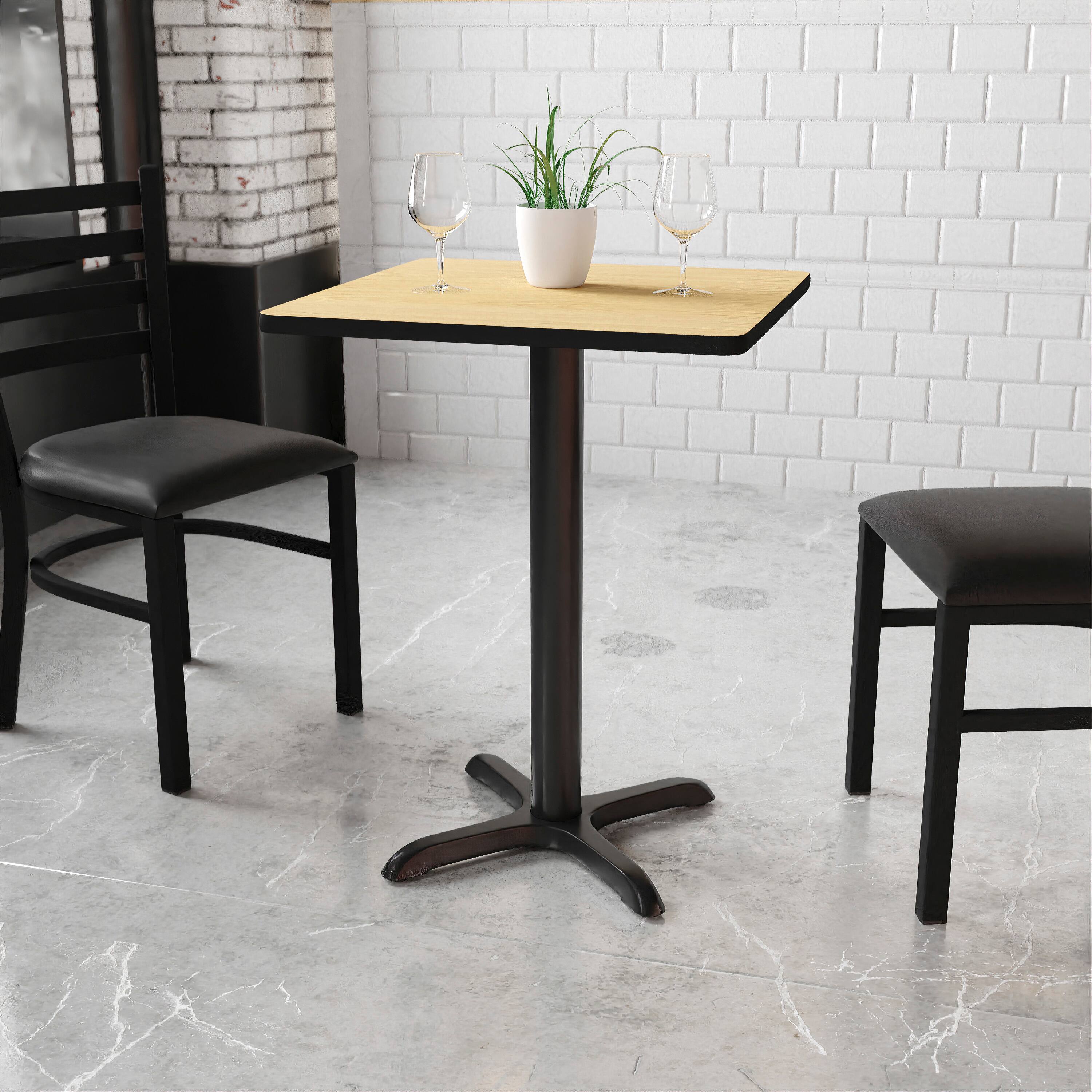 Angle. Flash Furniture - Graniss 24'' Square Natural Laminate Table Top with 22'' x 22'' Table Height Base - Natural.
