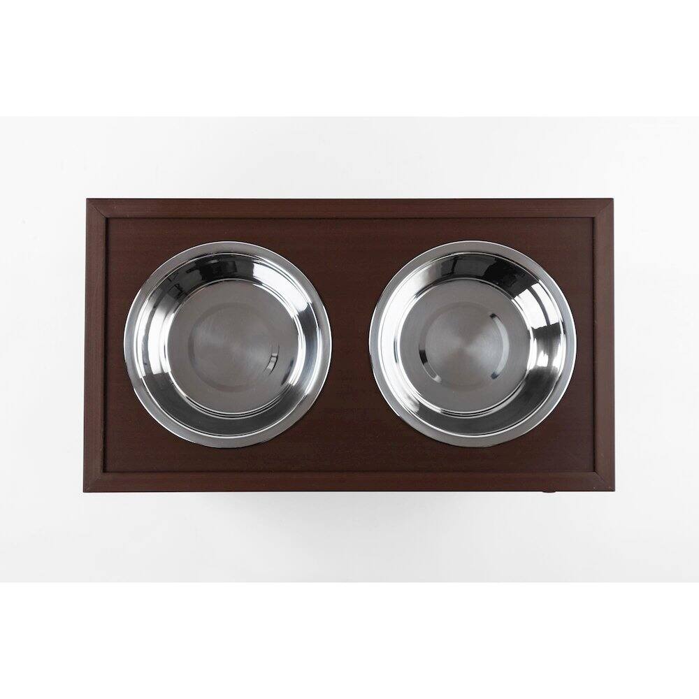 Left. New Age Pet - ECOFLEX Piedmont 2-Bowl Diner with Sliding Lid Storage Bin -Russet - Russet.