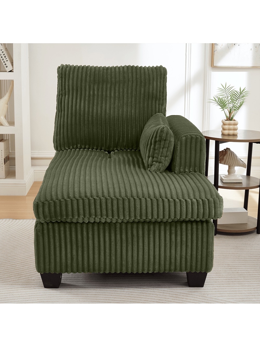 Alt View 4. Trinkets Crazed - 61 Inch Corduroy Love Seat Sofa Couch With Square Armrest,Loveseat Sleeper Couch With Adjustable Back,Double Lounge - Green.