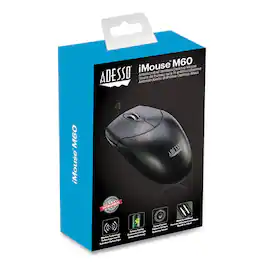 Adesso - M60 iMouse M60 2.4 GHz Frequency 30 ft. Wireless Range Left/Right Hand Use Antimicrobial Wireless Mouse - Wireless - Black
