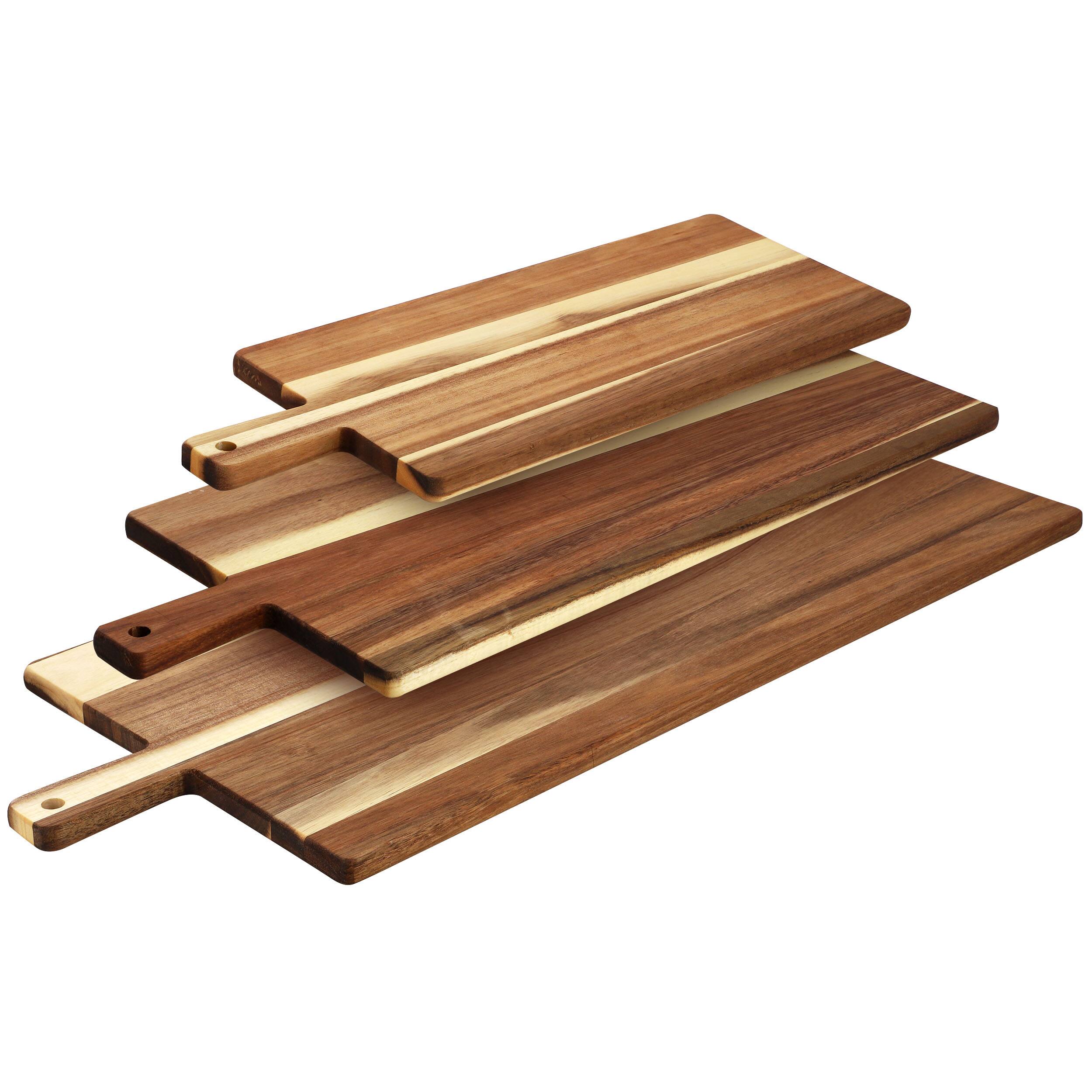 Alt View 1. MegaChef - MegaChef 3 Piece Acacia Wood Charcuterie Cheese Board Set with Handles - Brown.