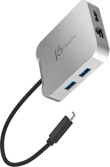 j5create - 4K60 Elite USB-C® PD Multi-Port Adapter for ChromeOS, Windows, macOS - Silver