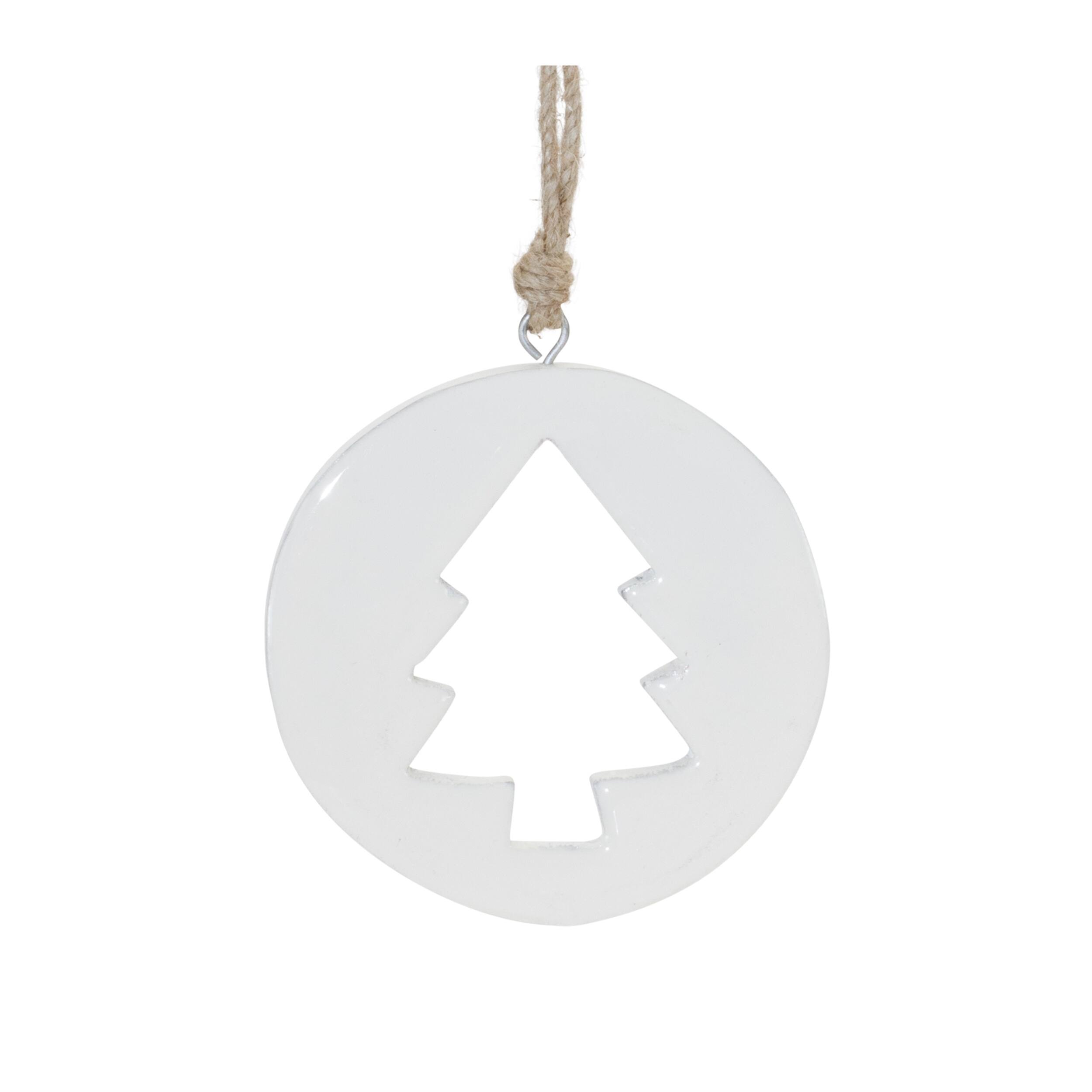 Back. BreeBe - White Wood Pine Tree Cut-Out Ornament (Set of 12) - white.