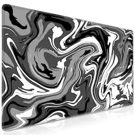 Cozy Serene - Gaming Mouse Pad Fluid Pattern 31 5x Large Extended Computer Mat Full Desk Mousepad For Office Home LARGE DESK PAD - Black-Gray-X-Large
