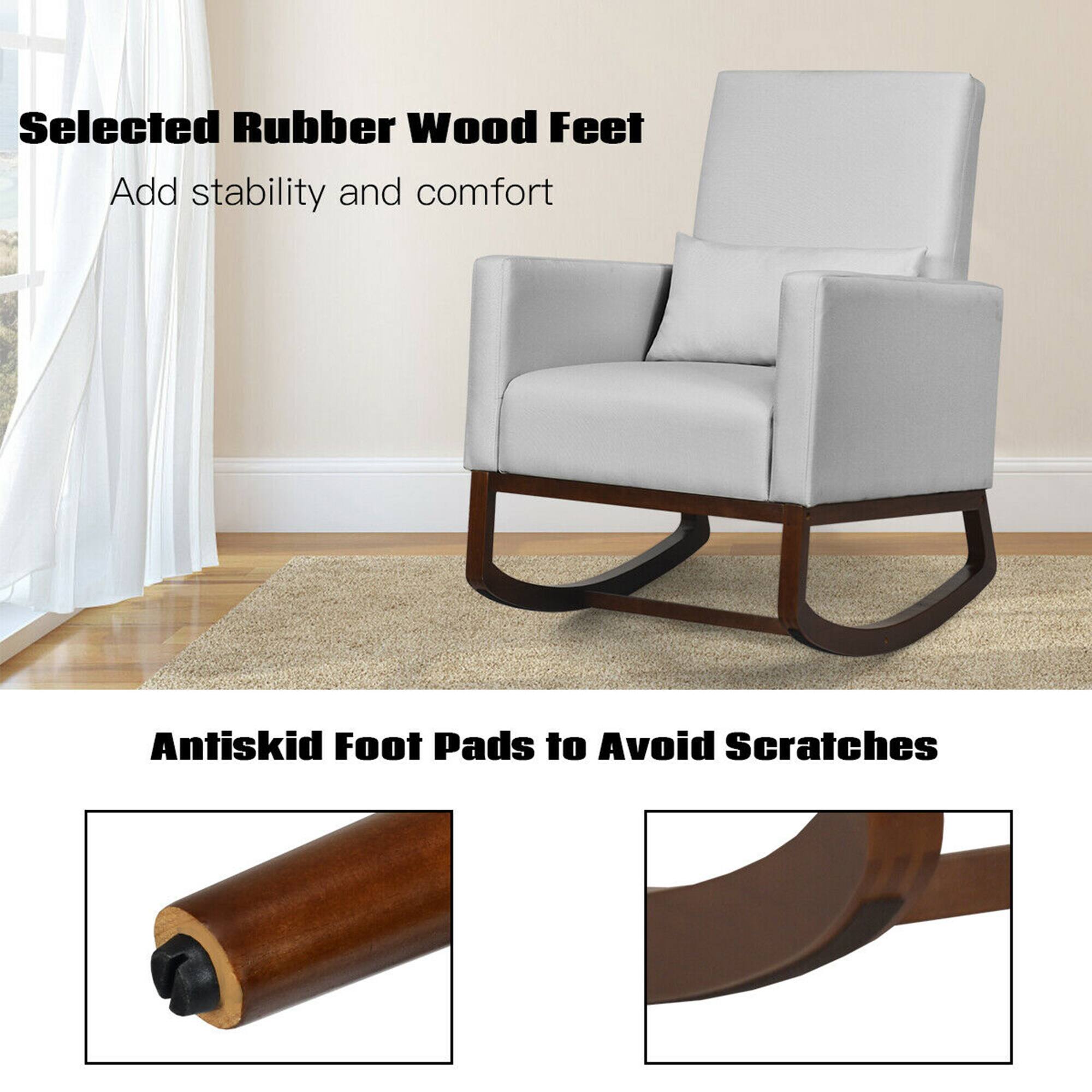 Selected Rubber Wood Feet  
Add stability and comfort  

Antiskid Foot Pads to Avoid Scratches