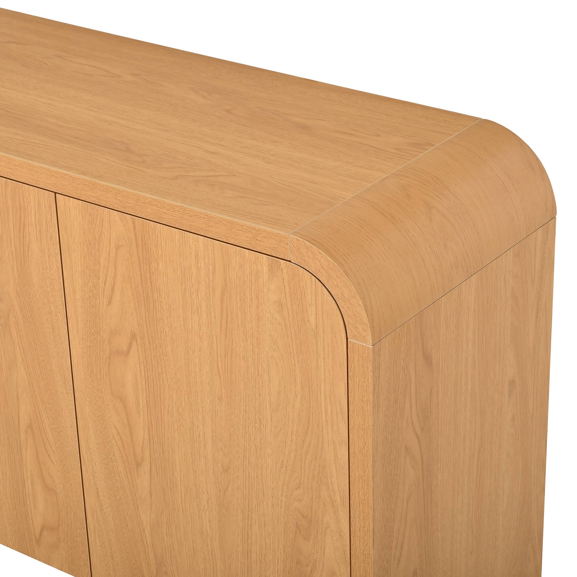 Alt View 4. Whisen - Curved Edge TV Stand for TVs up to 70" with Push-to-Open Cabinets,Adjustable Shelves and Cable Management - Natural.