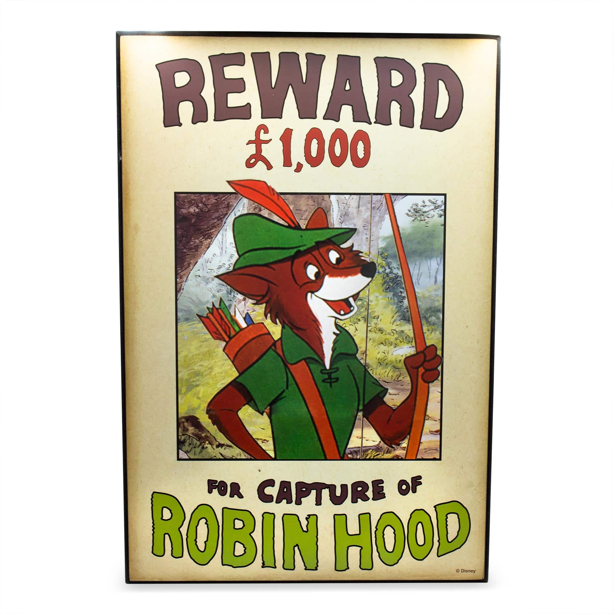 Silver Buffalo - Disney Robin Hood Reward Poster Wood Wall Art Sign - Brown