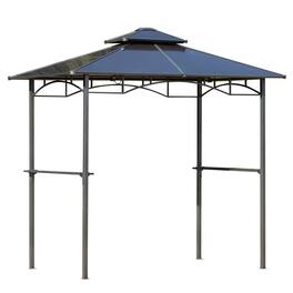 Outsunny - 8' x 5' Barbecue Grill Gazebo Tent, Outdoor BBQ Canopy with Side Shelves, and Double Layer PC Roof - Brown