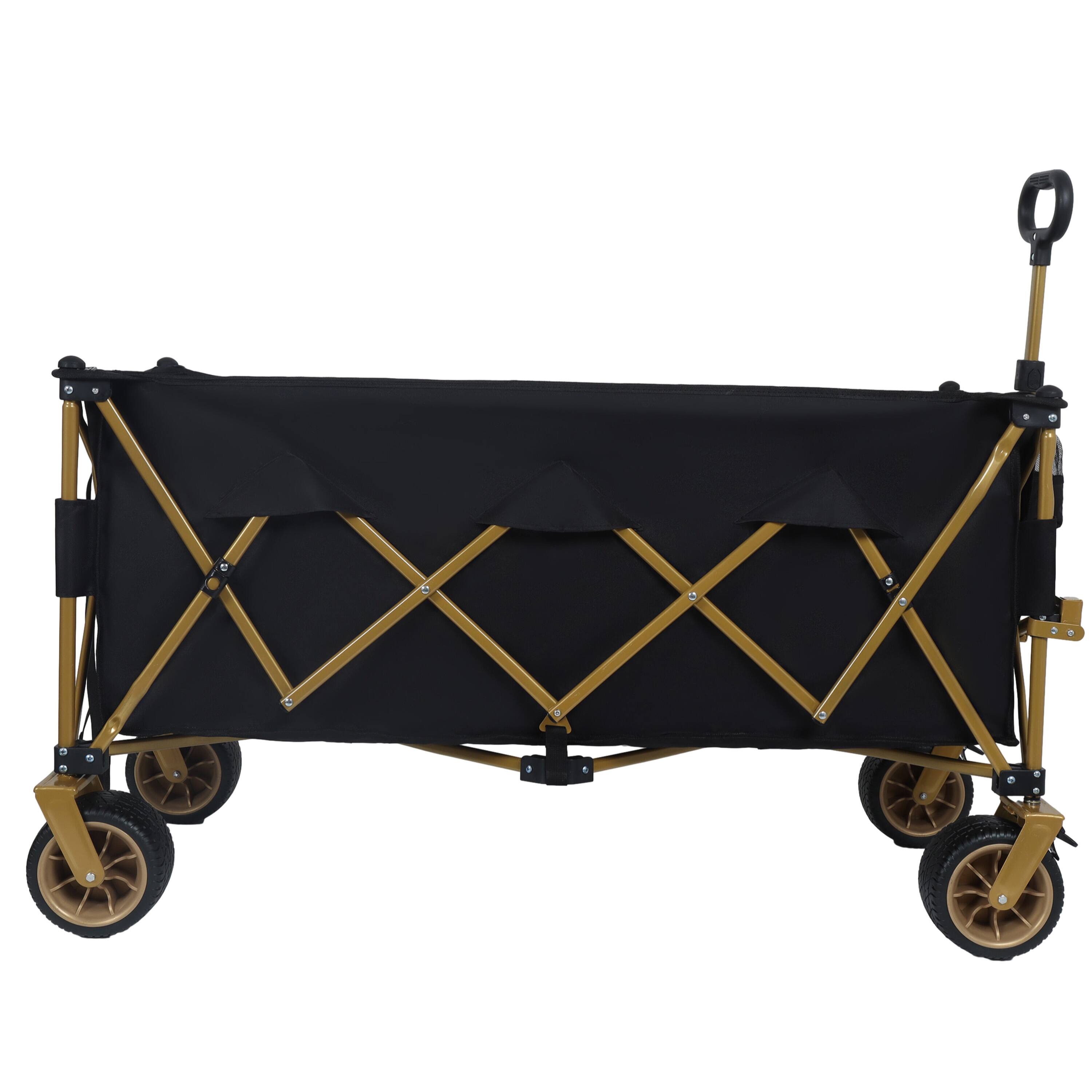 Alt View 1. APRILSOUL - Foldable Utility Wagon - 480lbs Capacity Patented Ultra-Stable Frame Space-Saving Fold and All-Terrain Wheels Black - Black.