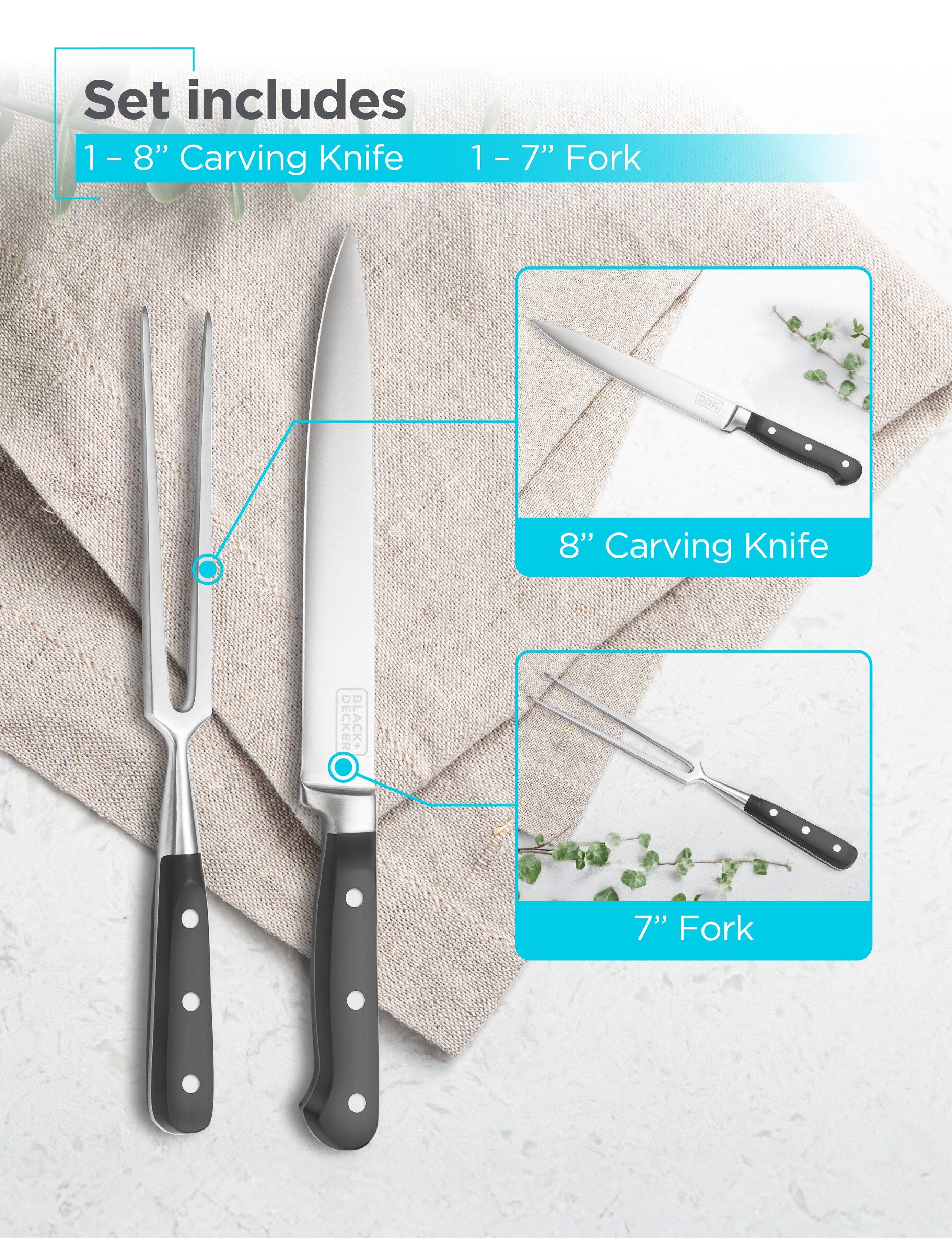 Set includes:
1 - 8" Carving Knife
1 - 7" Fork