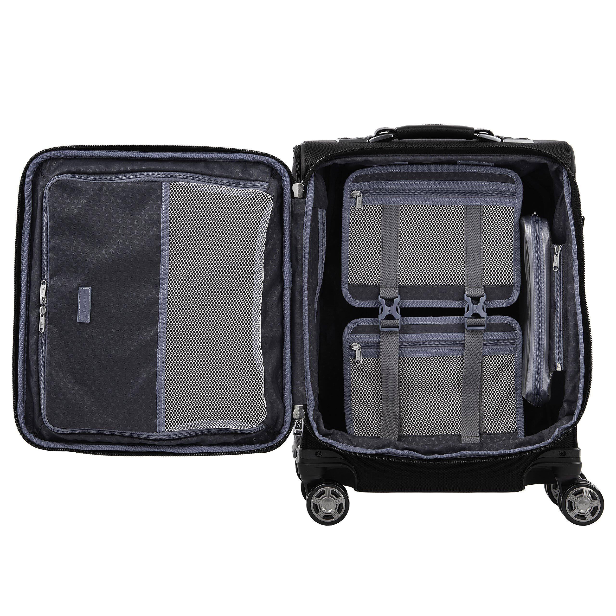 Left. Travelpro - Travelpro Platinum Elite Softside Expandable 19" Carry On Spinner - Shadow Black.