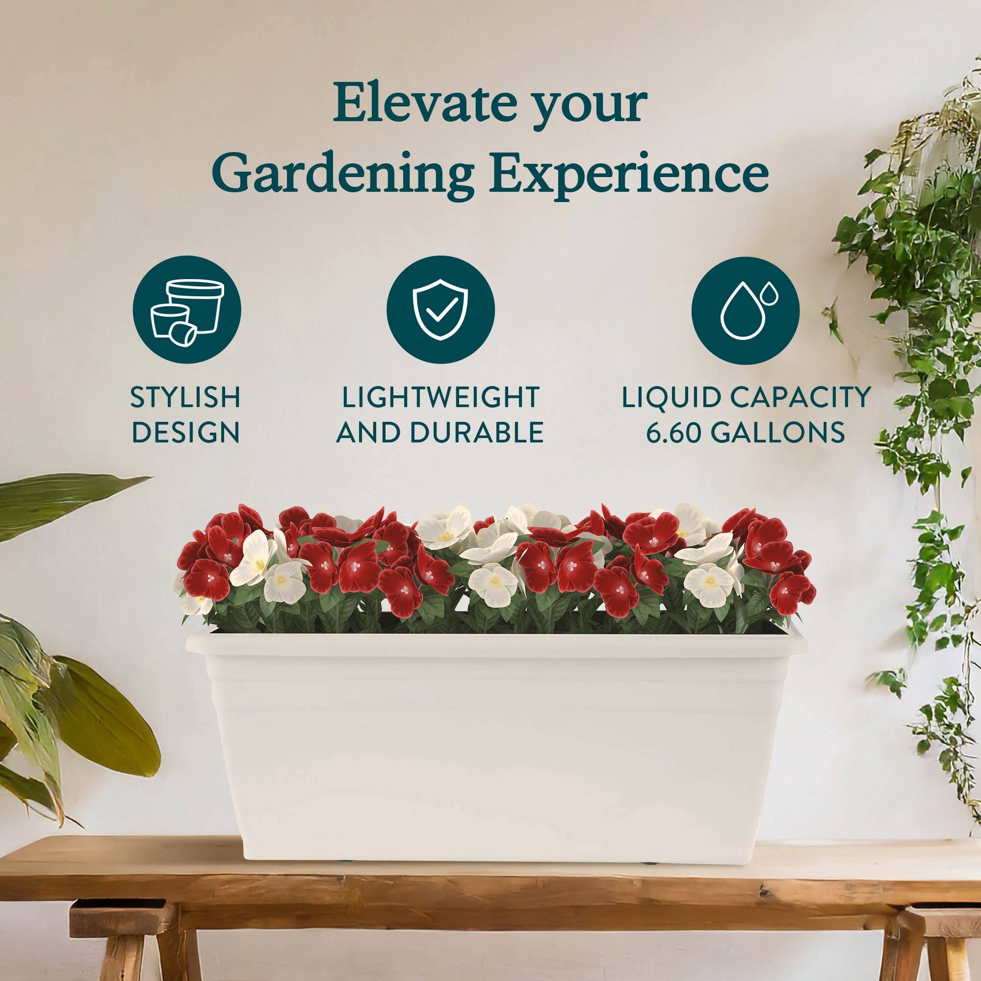 Elevate your Gardening Experience

- STYLISH DESIGN
- LIGHTWEIGHT AND DURABLE
- LIQUID CAPACITY 6.60 GALLONS