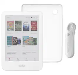 Kobo - Clara Colour (White) eReader with White Remote Bundle - 2025 - Clear Case
