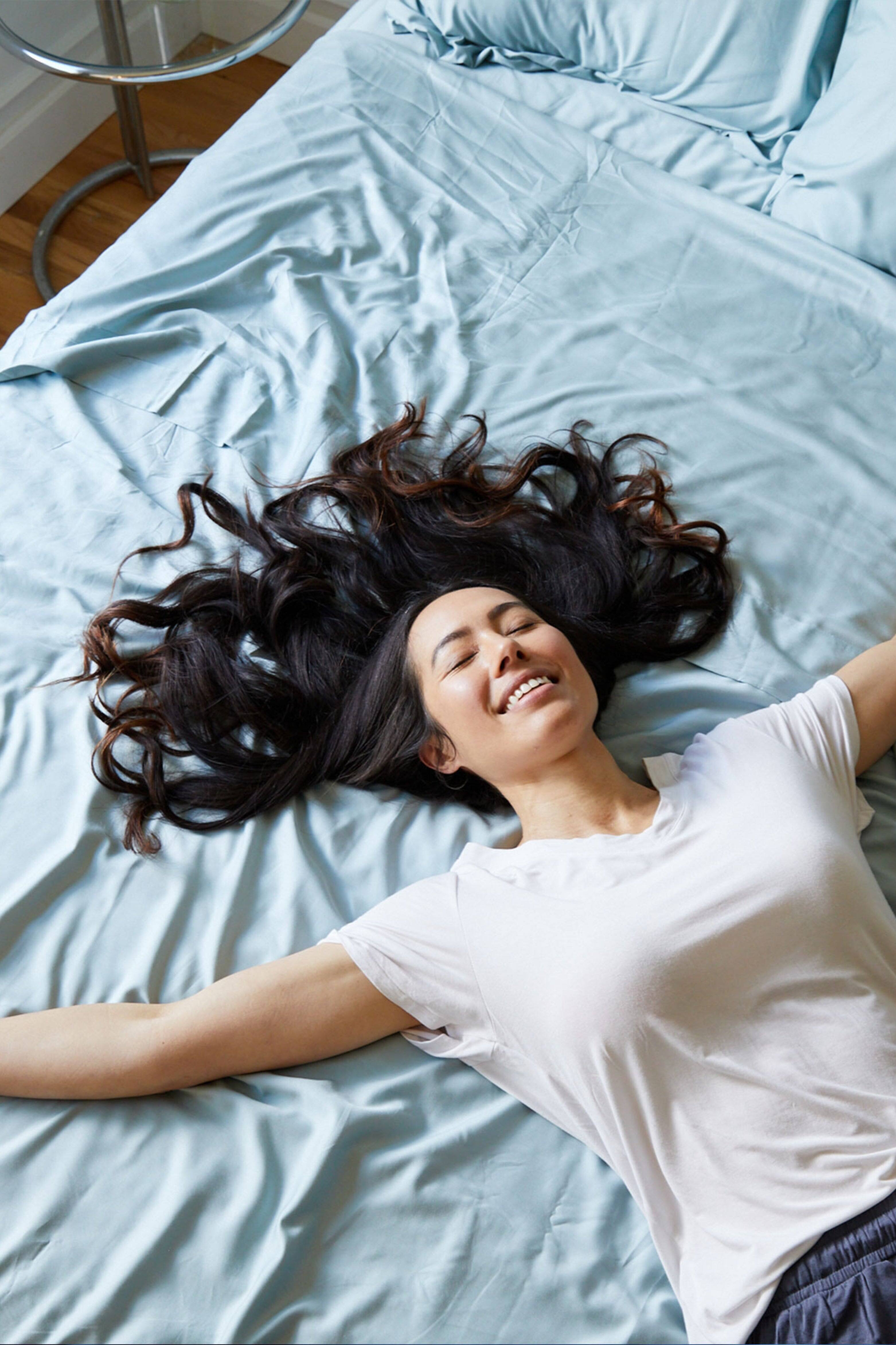 Alt View 2. BedVoyage - Luxury 100% viscose from Bamboo Fitted Sheet - Sky.