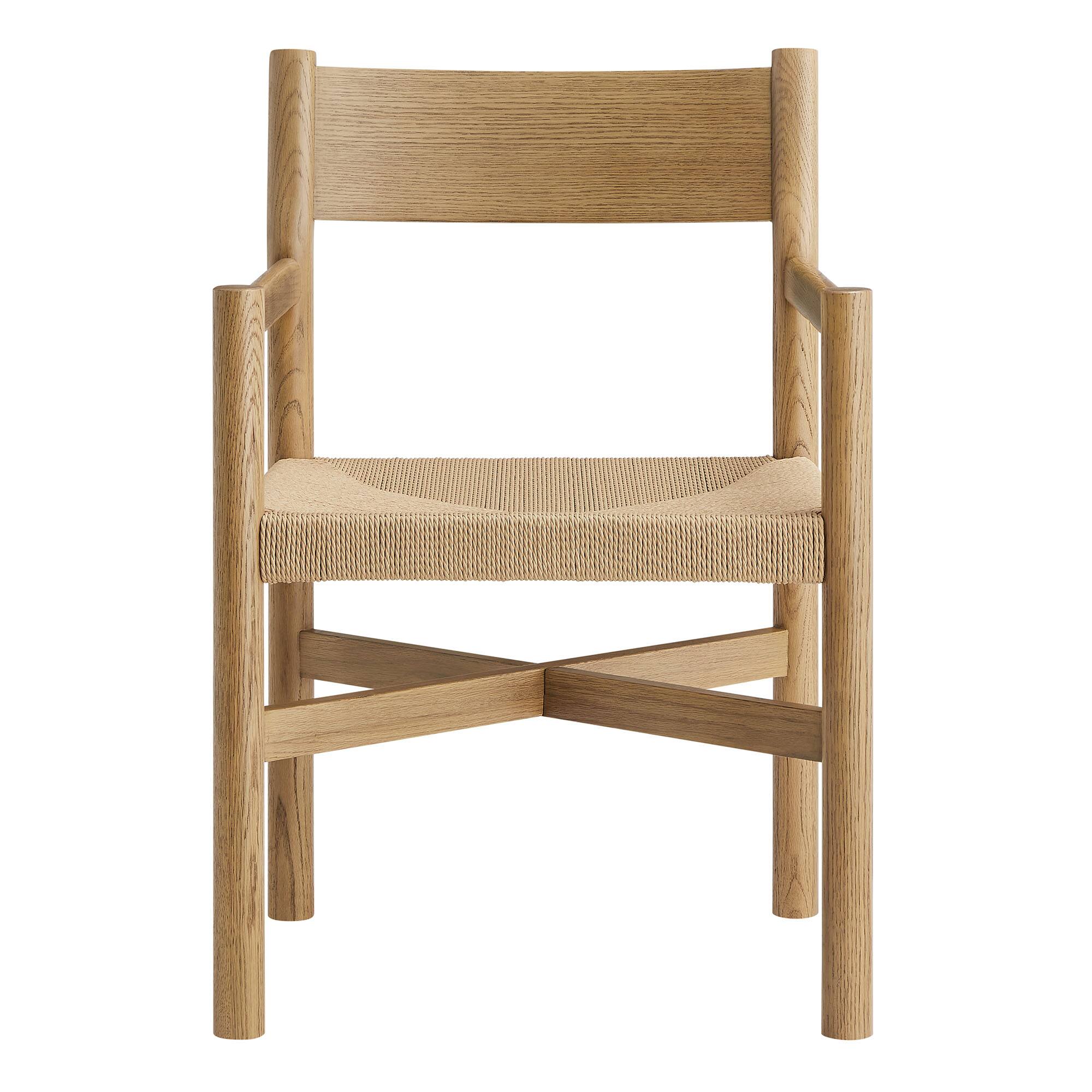 Alt View 5. Modway - Alvia Oak Wood Dining Armchairs With Woven Seats Set of 2 by Modway - Weathered Oak.
