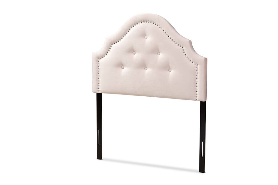 Front. Baxton Studio - Cora Modern and Contemporary Velvet Fabric Upholstered Twin Size Headboard - Light Pink.